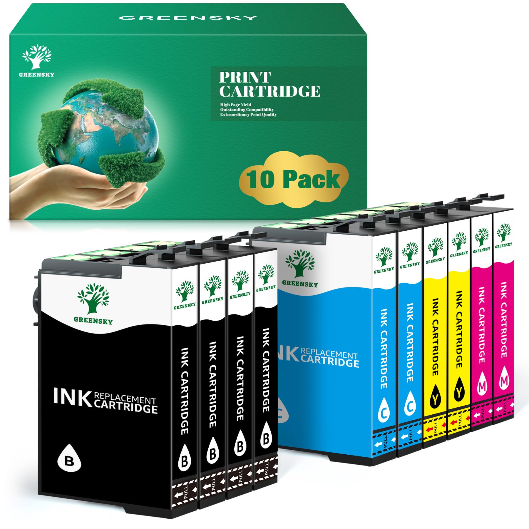 GREENSKY Ersatz für 405XL Multipack Kompatibel für Epson 405XL 405 XL für Epson Workforce Pro WF-4820 Patronen WF-4830 WF-3820 WF-3825 WF-4825 WF-7835 WF-7830 WF-7840 Druckerpatronen (10 Pack)