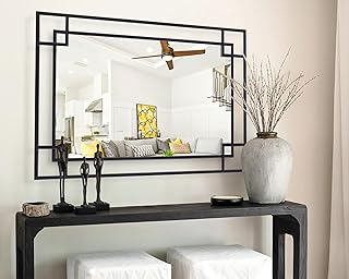 Chende Large Wall Mirror for Decor, 28'x40'' Black Bathroom Mirror with ...