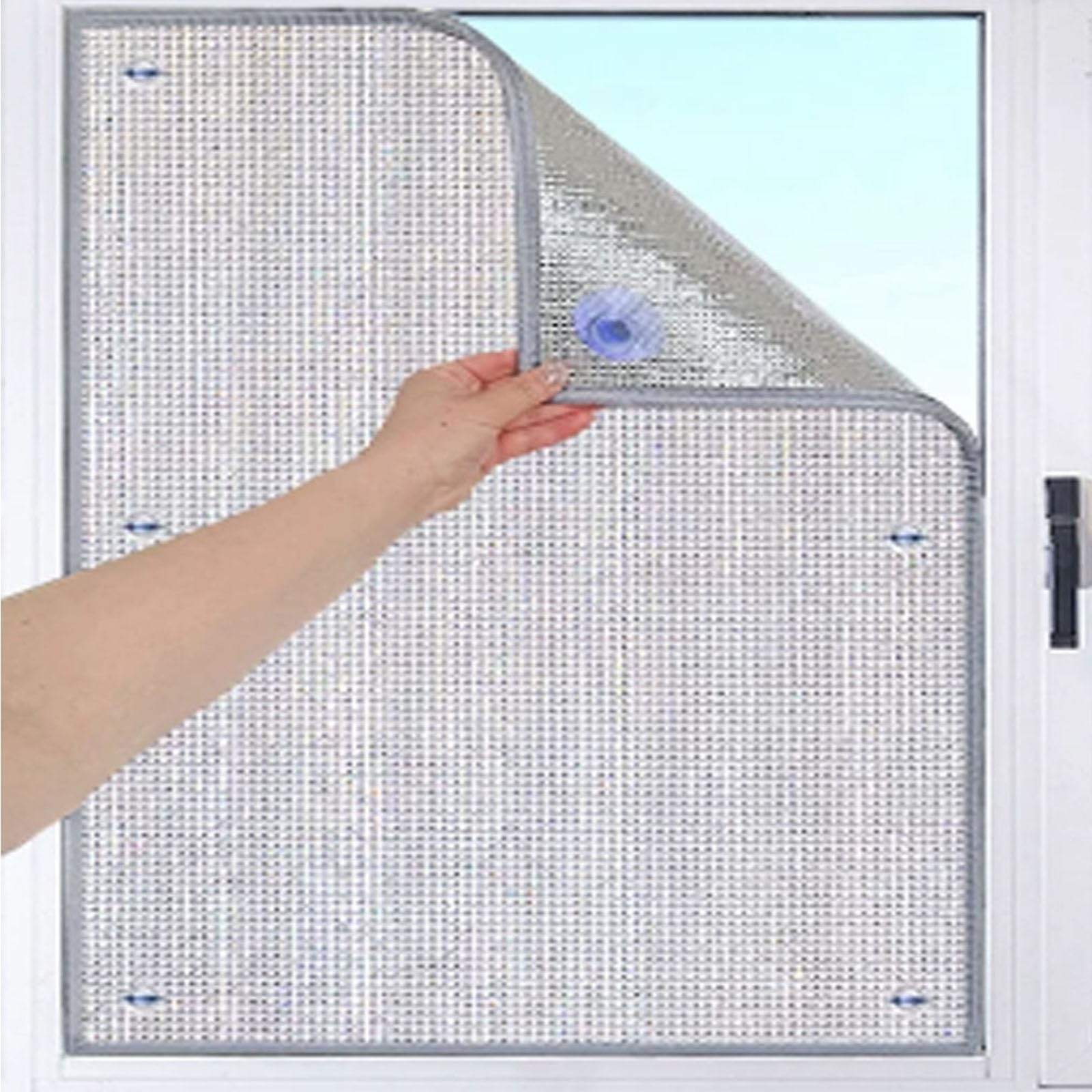 8mm Sun Room Aluminum Foil Window Film,Heat Control Privacy Reflective Sun Shade,Privacy Film for Glass Windows,Anti Glare Sun Protection Window Tint Film,with Suction Cup (60x110cm/24″x43″)
