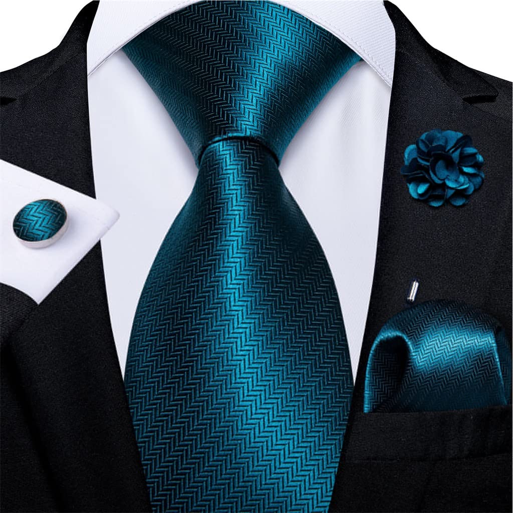 Corbata para Hombre, Accesorios de Boda Azules, Corbata de Seda de 8 cm, Conjunto de pañuelo, Gemelos, Broche para Hombre