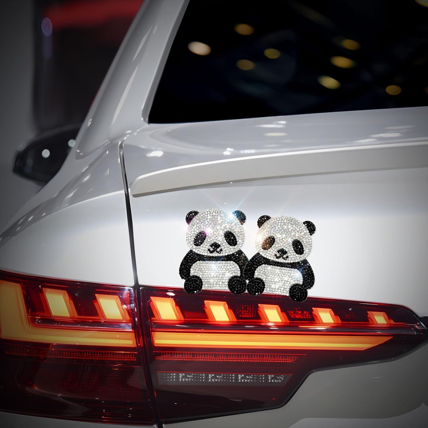 2Pcs Bling Panda Rhinestone Stickers Car Stickers and Decals for Women Bling Car Accessories Cover Scratches Mobile Phones Tablets Computers Notepads Water Cups Stickers Decals and Decorations