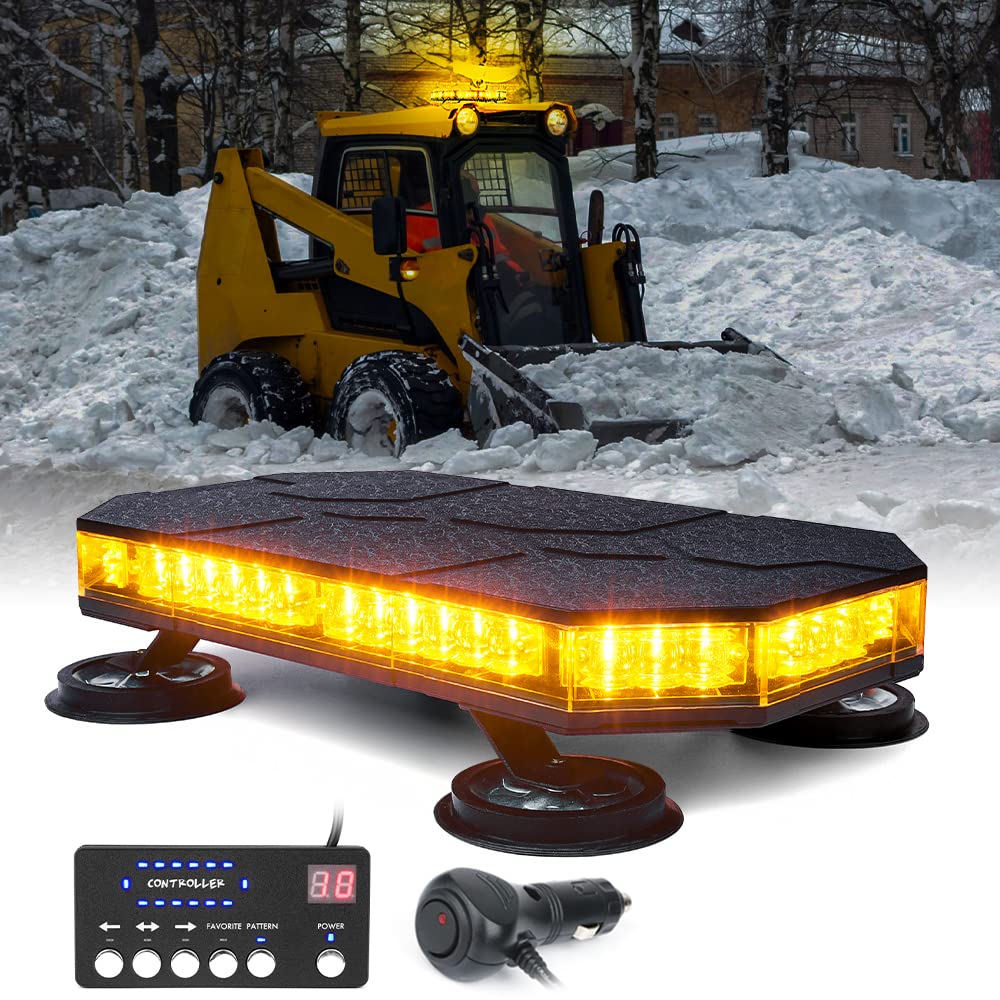 Xprite Amber LED Rooftop Strobe Beacon Lights Bar, Base