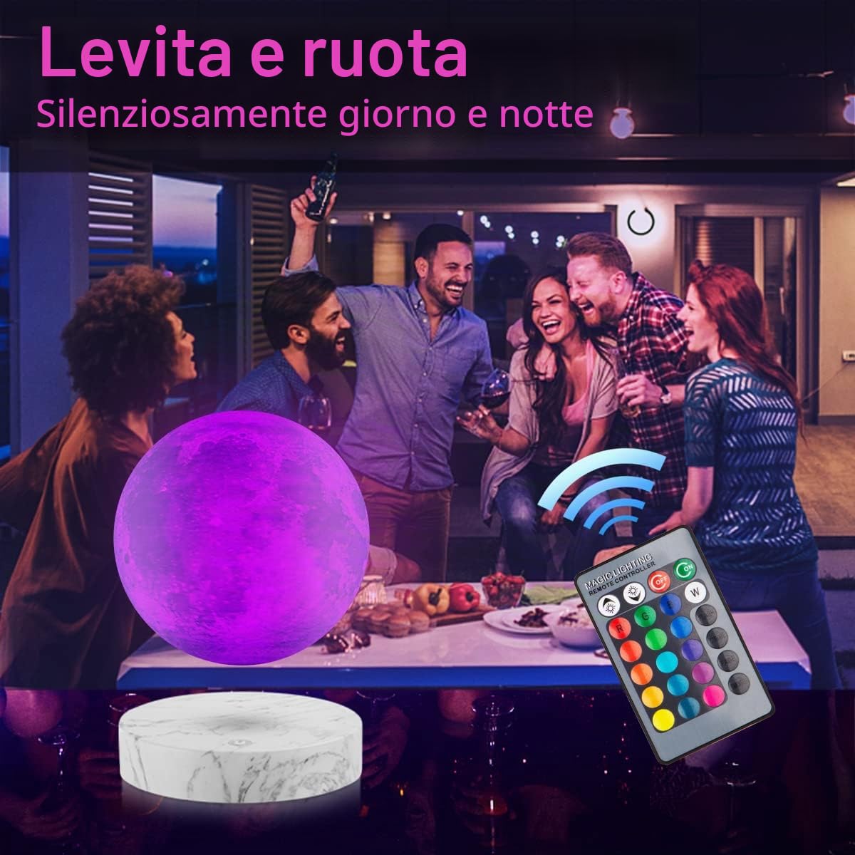 Lampada di luna fluttuante magnetica, lampada di luna fluttuante, luce notturna, 16 colori, luna, lampada decorativa fluttuante per camera, ufficio