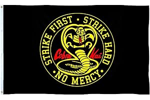 Cobra Kai Strike First Strike Hard No Mercy 3x5 Banner – Indoor/Outdoor Flag