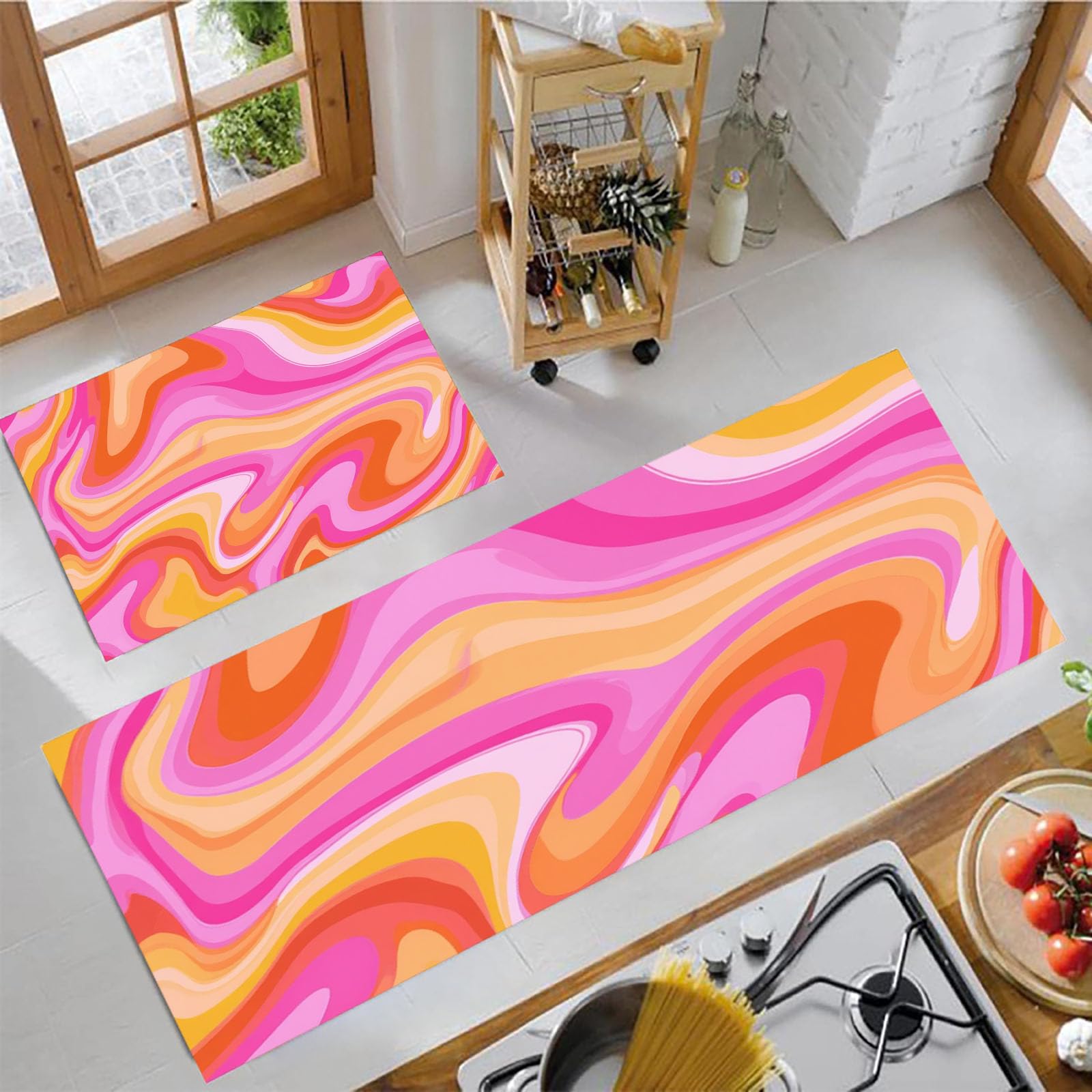 Juego de tapetes de entrada y cocina magenta alfombras modernas para hogares activos