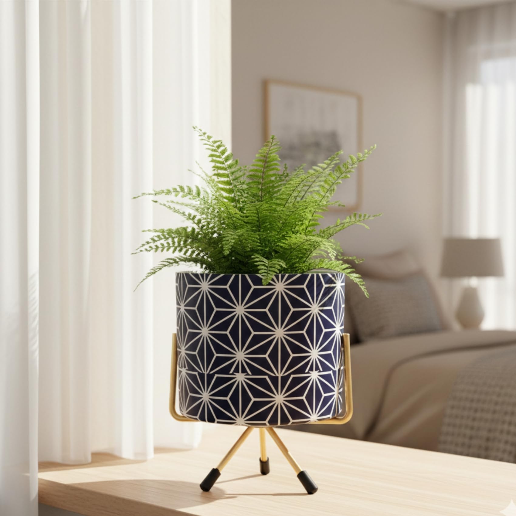 Cinagro Metal Flower Pot with Iron Stand -22 Cinagro Metal Flower Pot with Iron Stand -22