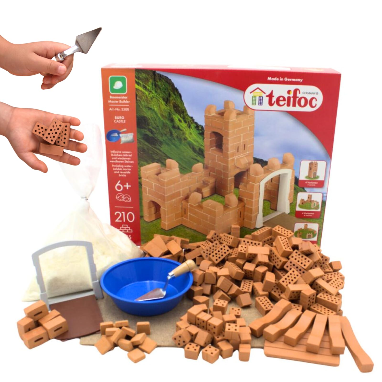 teifoc Germany Small Castle Learning Educational Kids Toy Brick Construction Kit 200 pieces, Multi Colour, TEI 3500, _TEI 3500