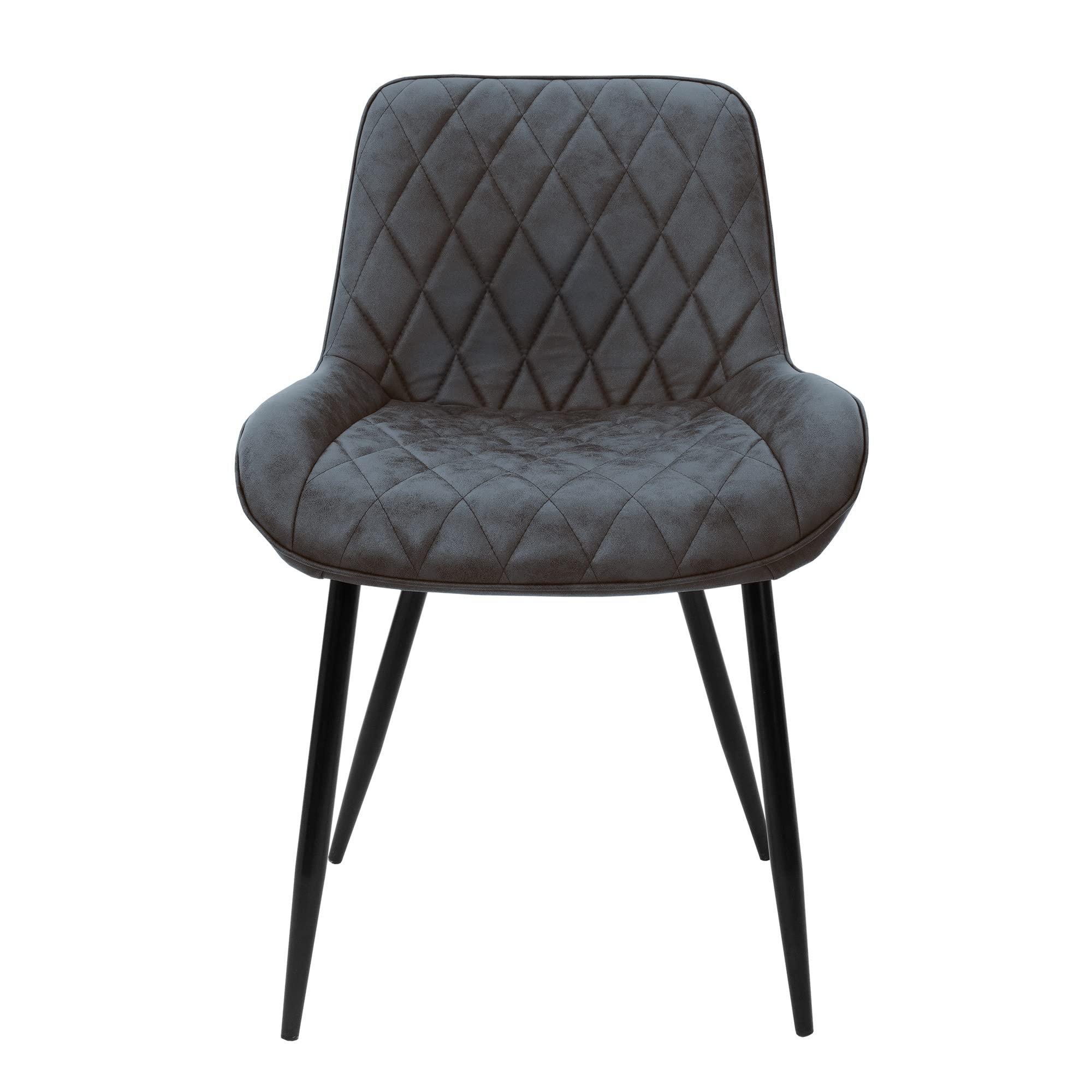 ML-Design Lot de 6 Chaises de Salle à Manger, avec Dossier et Accoudoirs, Anthracite, Assise en Simili PU, Pieds en Métal, Chaise Rembourrée de Cuisine Salon Bureau, Matériel de Montage Inclus