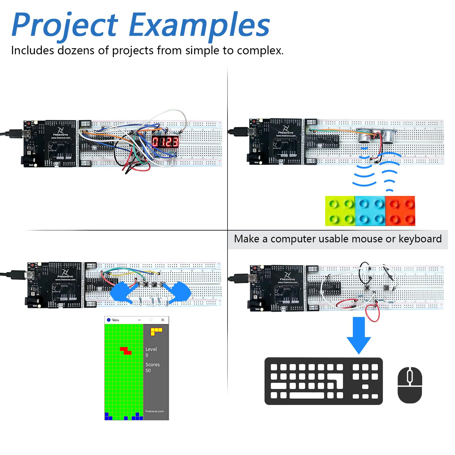 Freenove Complete Starter Kit with Board V5 Rev4 Mini (Compatible with Arduino IDE), Arm Cortex-M4 Microcontroller, 474-Page Detailed Tutorial, 343 Items, 90 Projects