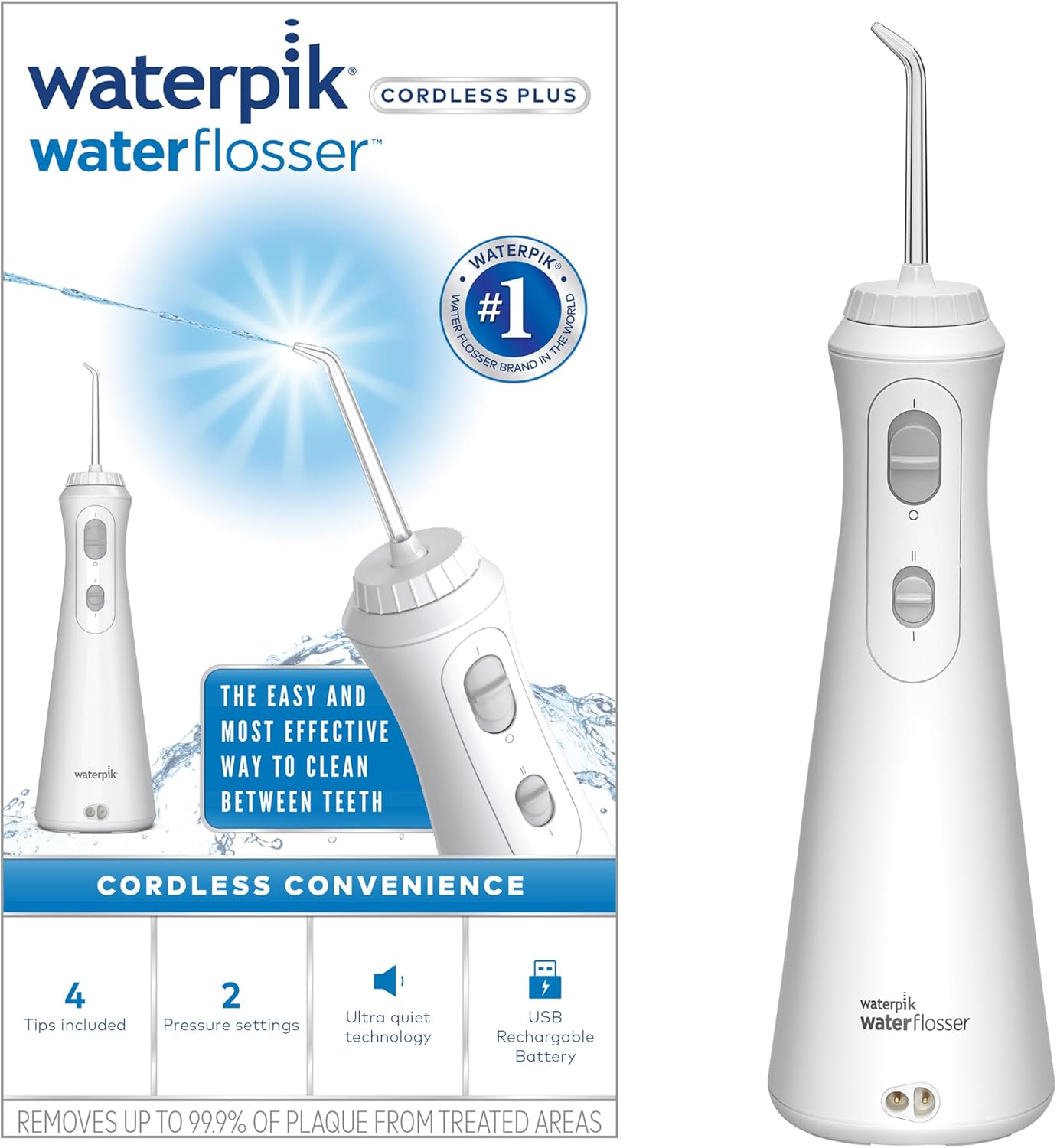 Waterpik Cordless Plus Portable Water Flosser 2 Pressure Settings