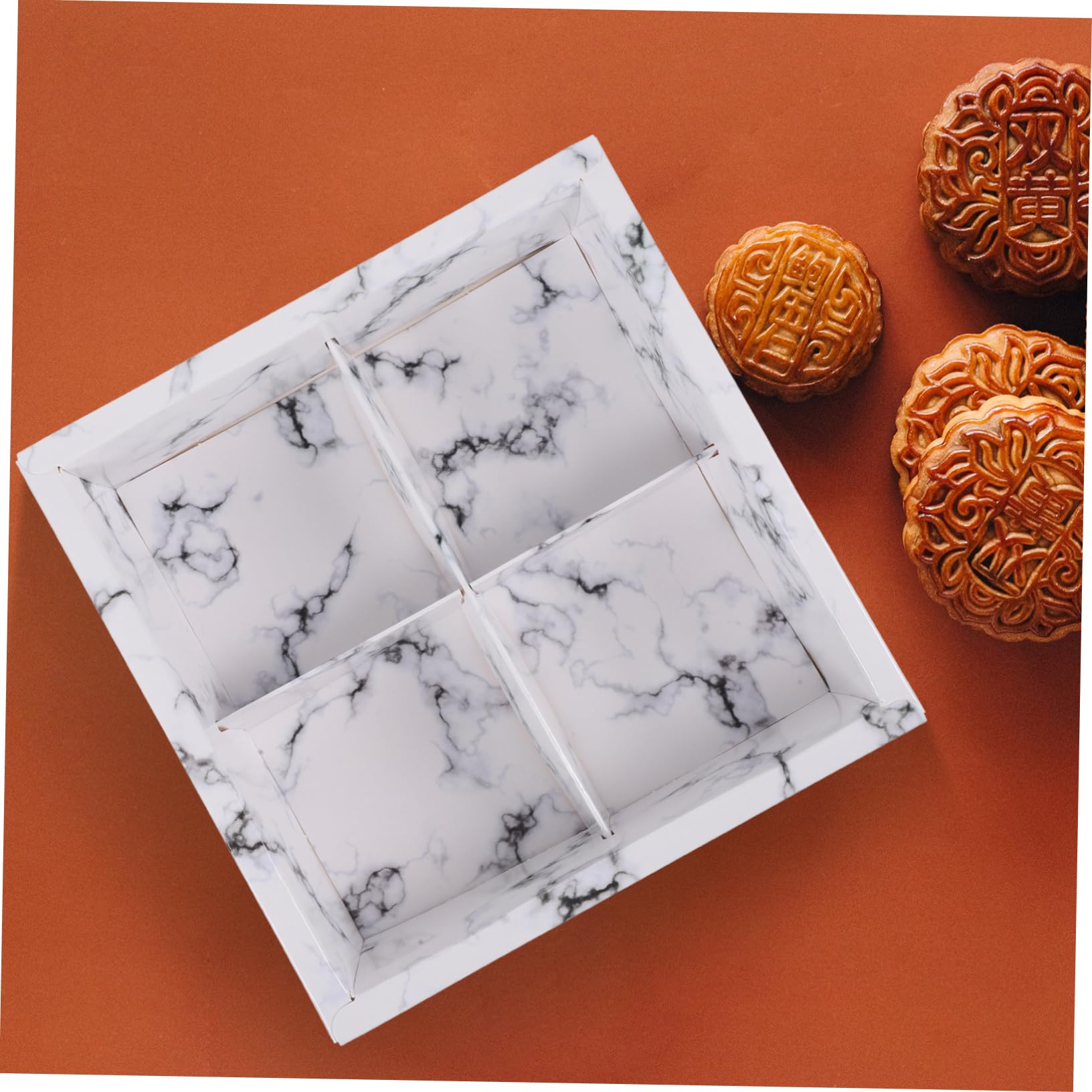 LABRIMP Scatola per Moon Cake 10 Pezzi in Carta Bianca Marmo
