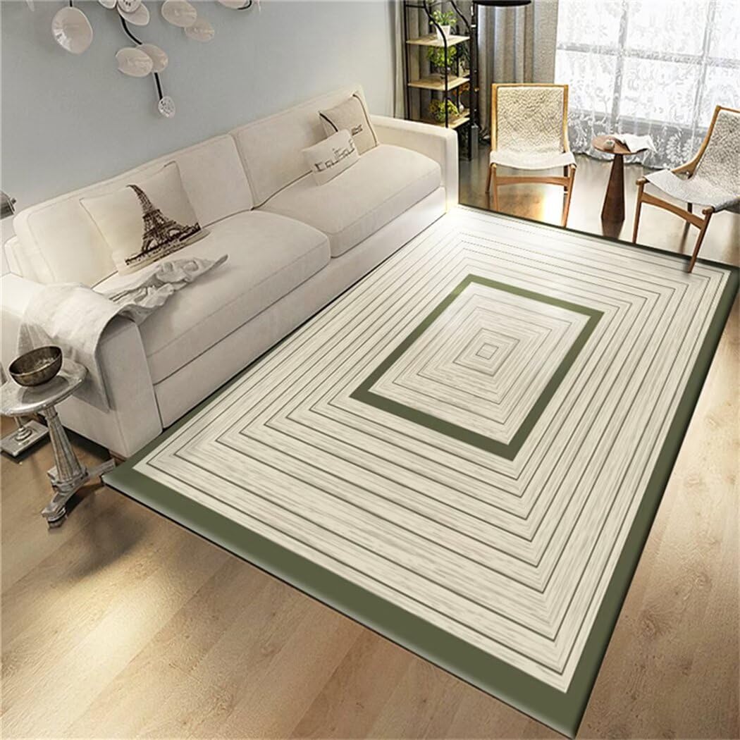 Tapis de damier vert lavable salon tapis doux cheveux courts 50x80