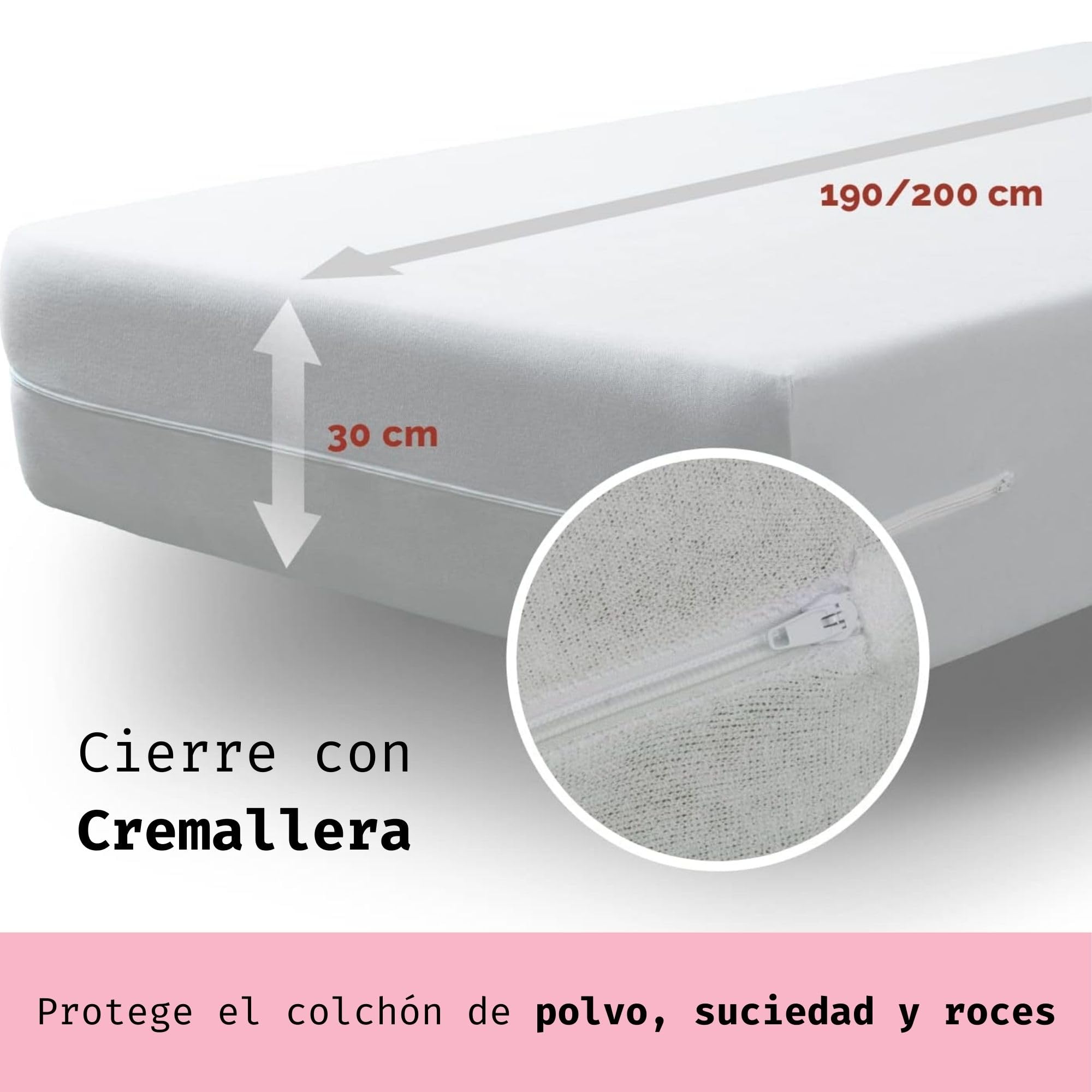 Tural - Funda de colchón Tacto Seda | Protector de colchón elástico y Transpirable | Cubre colchón con Cremallera | Rizo de Microfibra | Certificado Oeko-Tex | 80x190/200 cm