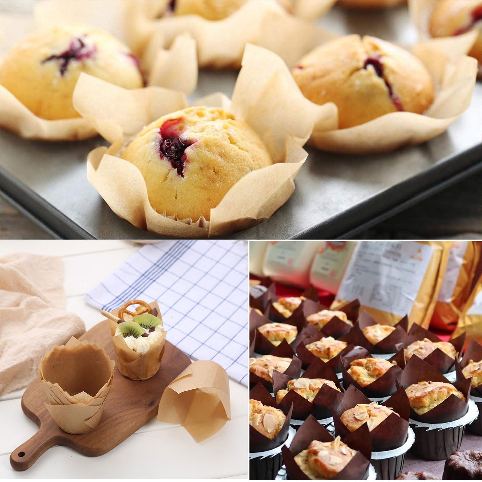 200 stuks tulpenvormige muffinvormpjes, papier, muffins papieren vormpjes, cupcake-bakbekers, muffinvorm, papier voor bruiloft, verjaardag, bakken en decoreren 200 stuks tulpenvormige muffinvormpjes, papier, muffins papieren vormpjes, cupcake-bakbekers, muffinvorm, papier voor bruiloft, verjaardag, bakken en decoreren