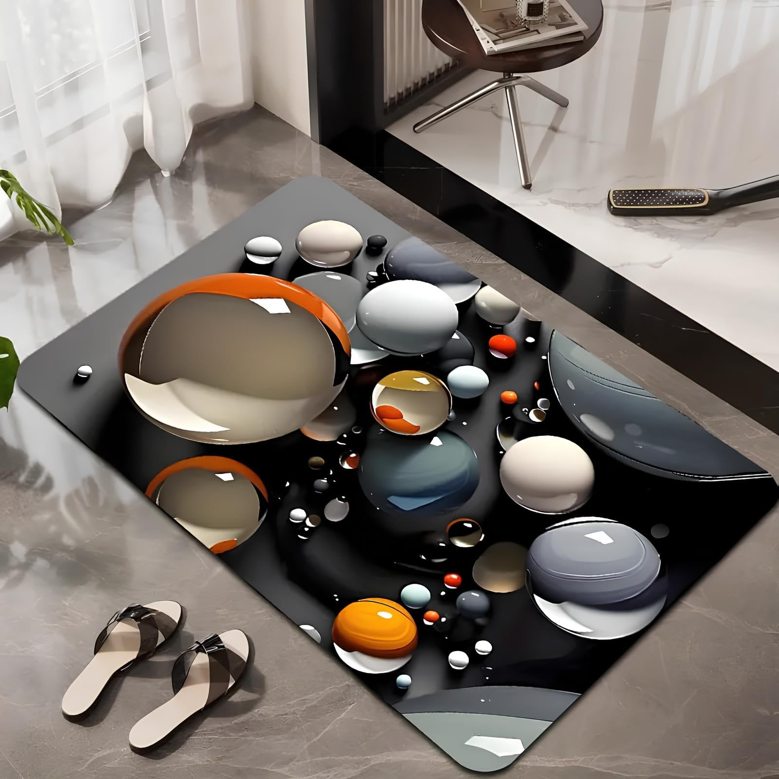 Arviz 3D Bath Mats for Bathroom Anti Slip, 3D Abstract Bubble Floor Mat, Bathroom Door Mats, Quick Dying Bath Mat, Soft Absorbent Designer Mat for Living Room, Bedroom, Balcony & Entryway