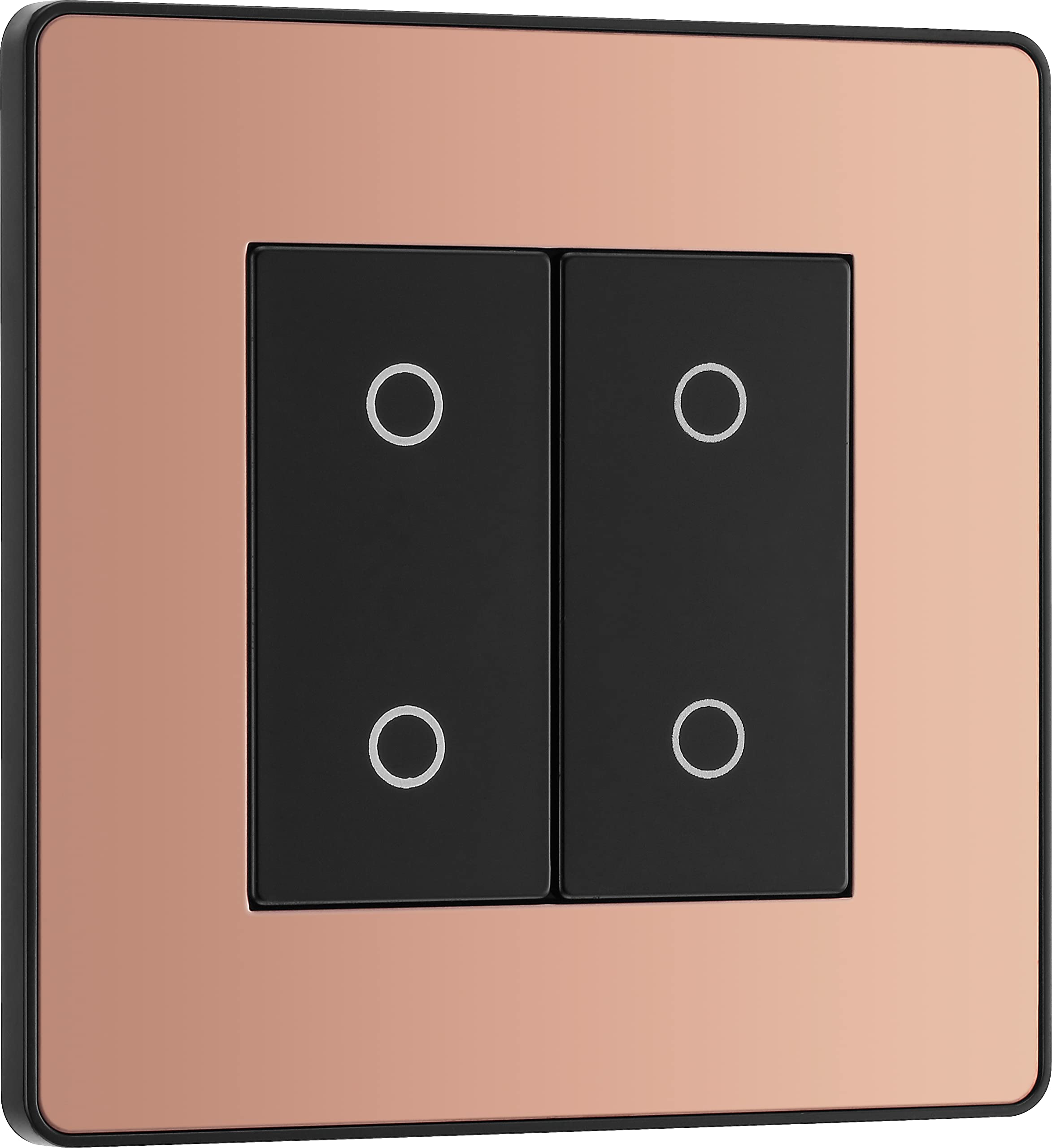 BG Electrical Double Slave/Secondary Touch Dimmer Wall Light Switch, 2-Way, Trailing Edge, Screwless Front Plate, Evolve, Polished Copper, 200W, PCDCPTDS2B