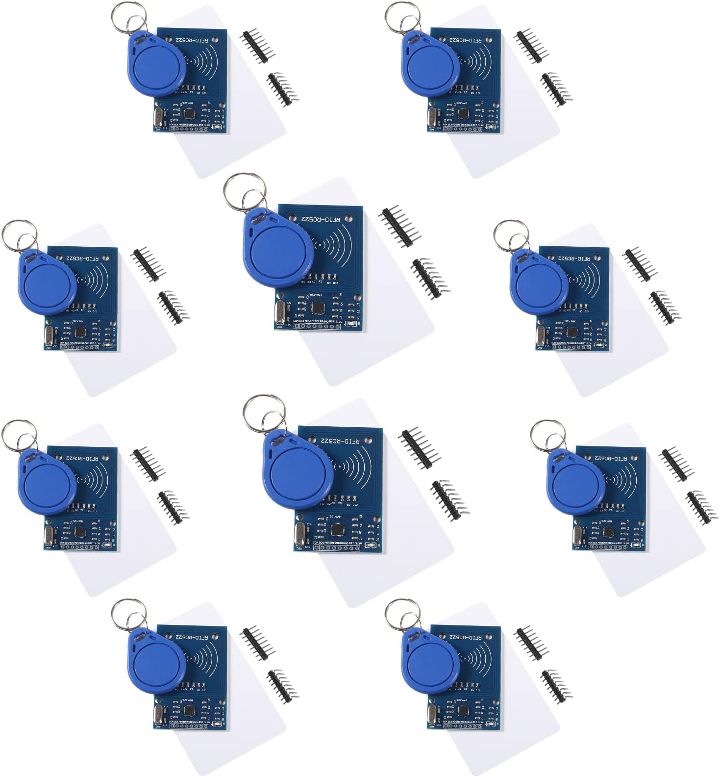 AITIAO10Pcs RFID Kit Mifare RC522 RF IC Card Sensor Module MFRC-522 RFID Reader Module + Key Ring + S50 White Card for Raspberry Pi