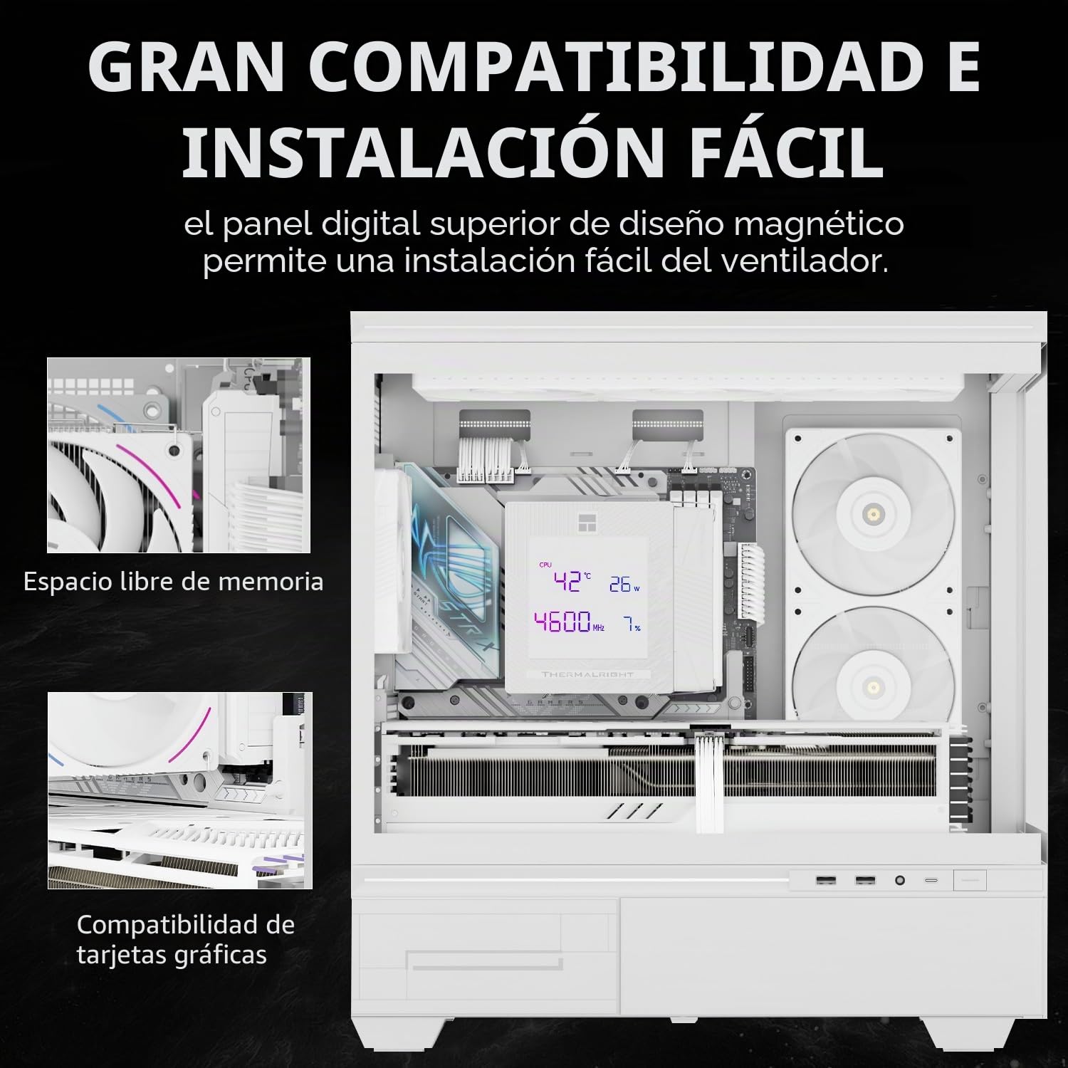 TR -Phantom Spirit 120 Digital SNOW CPU Air Cooler, 7 tubos de calor CPU de refrigeración, ventiladores dobles PWM de 120 mm, soporte para AM4 / AM5 / Intel lga1700/1150/1151/1200/1851/2011