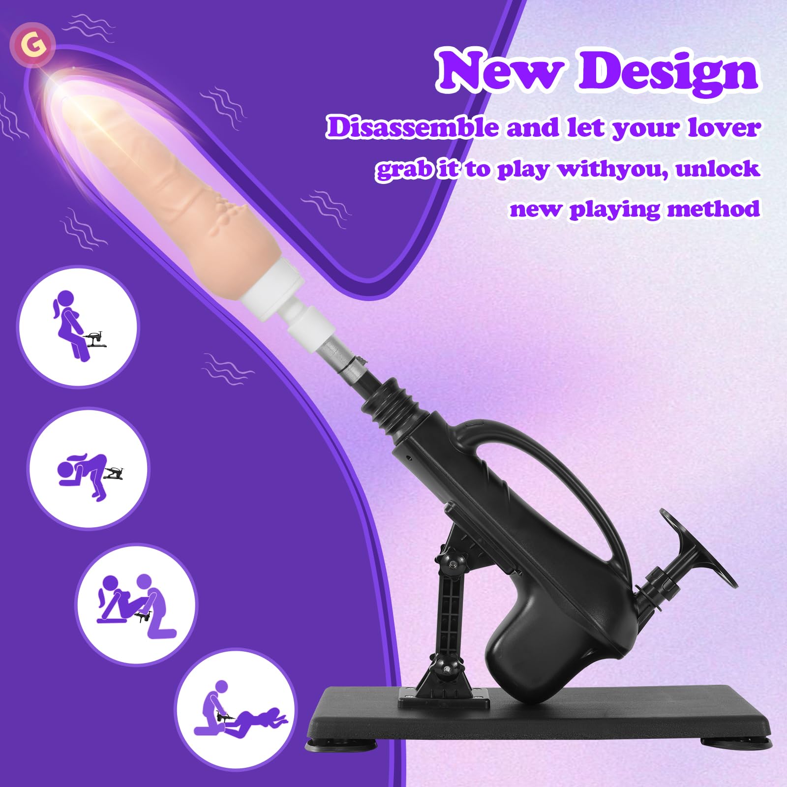 Macchina sessuale - Dildo vibrante e riscaldante, ventosa in dotazione, spinta automatica per G - spot e anali, giochetto adulto connettori 3XLR