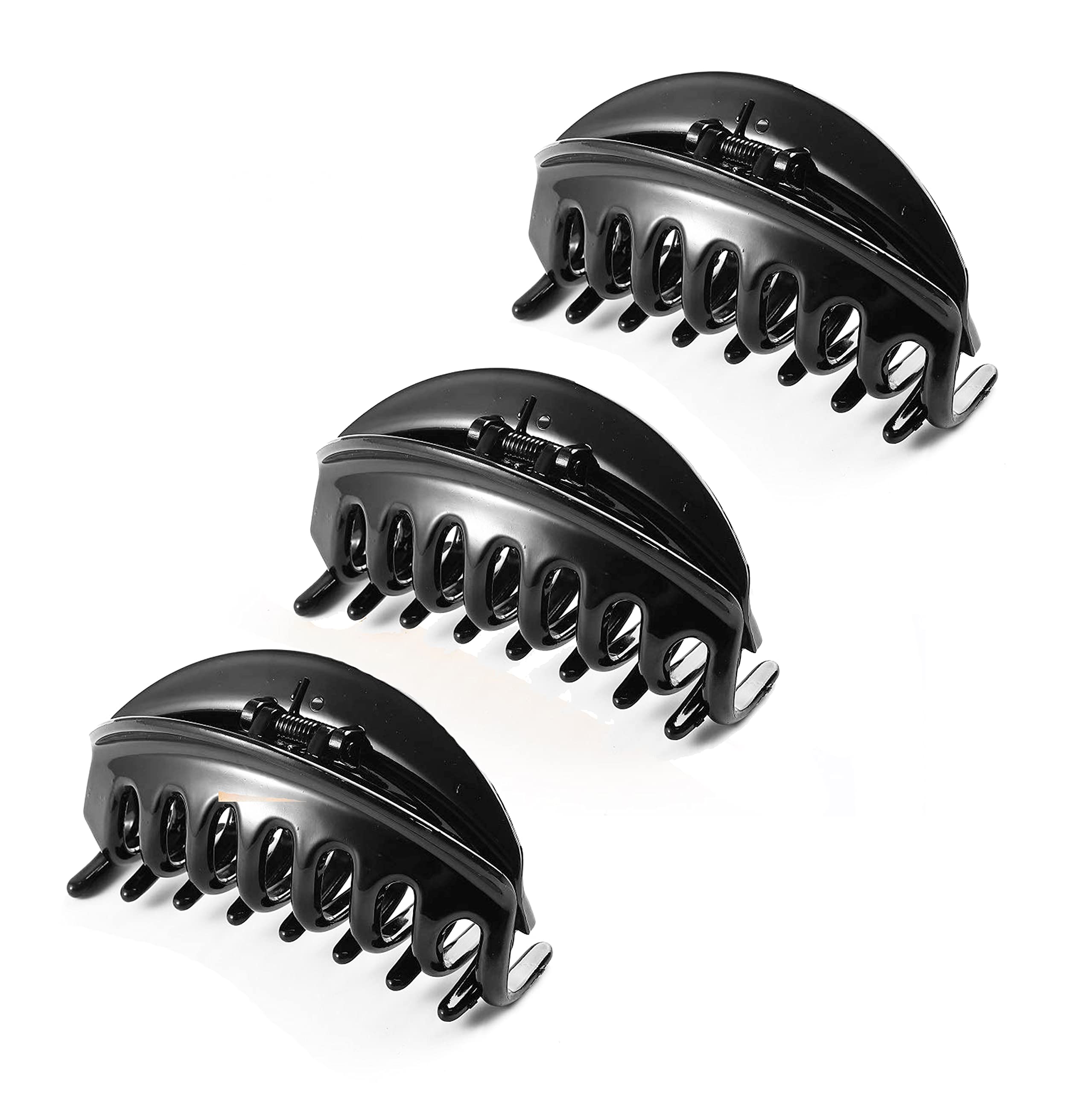 BIRDWARE Big-Size Black Color Imported Rubber Acrylic Material Stone Butterfly Hair Clips For Women (Pack of 3 Pc, Black Colour) | Hair Clutchers