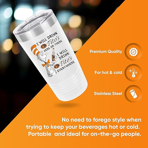 Miniatura 3 de Polar Camel Tito's Funny - Vaso térmico de acero inoxidable de 20 onzas, vaso aislado al vacío con tapa transparente, gran vaso de viaje, vasos de