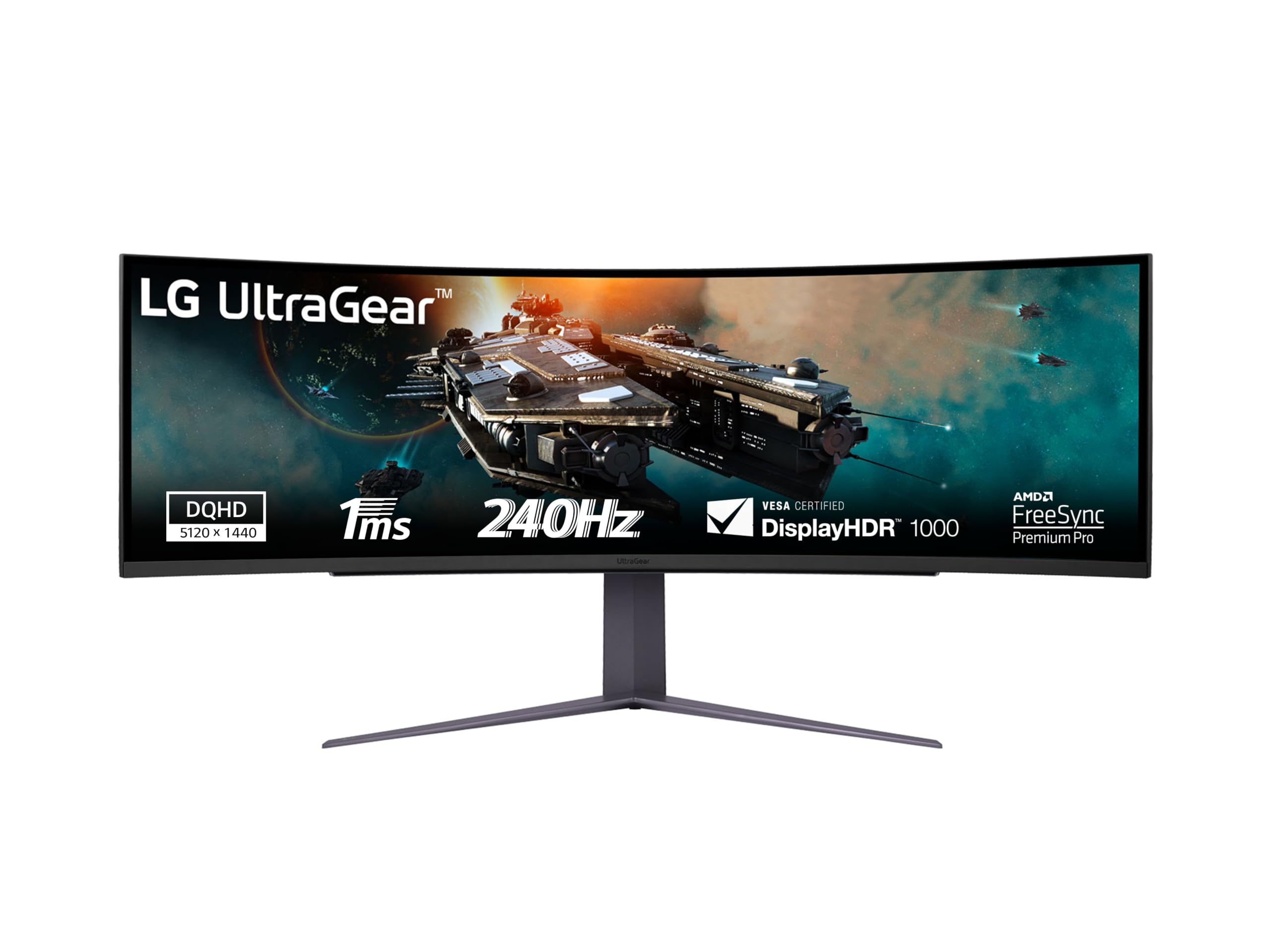 LG 49GR85DC UltraGear Gaming Monitor 49" DualQHD UltraWide Curvo LED VA HDR 1000, 5120x1440, 1ms, AMD FreeSync Premium Pro 240Hz, HDMI 2.1 VRR, HDCP 2.2, Display Port 1.4, Flicker Safe, Nero