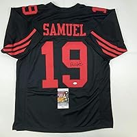 Vista 1 de Camiseta de fútbol americano negra autografiada/firmada de Deebo Samuel San Francisco JSA COA