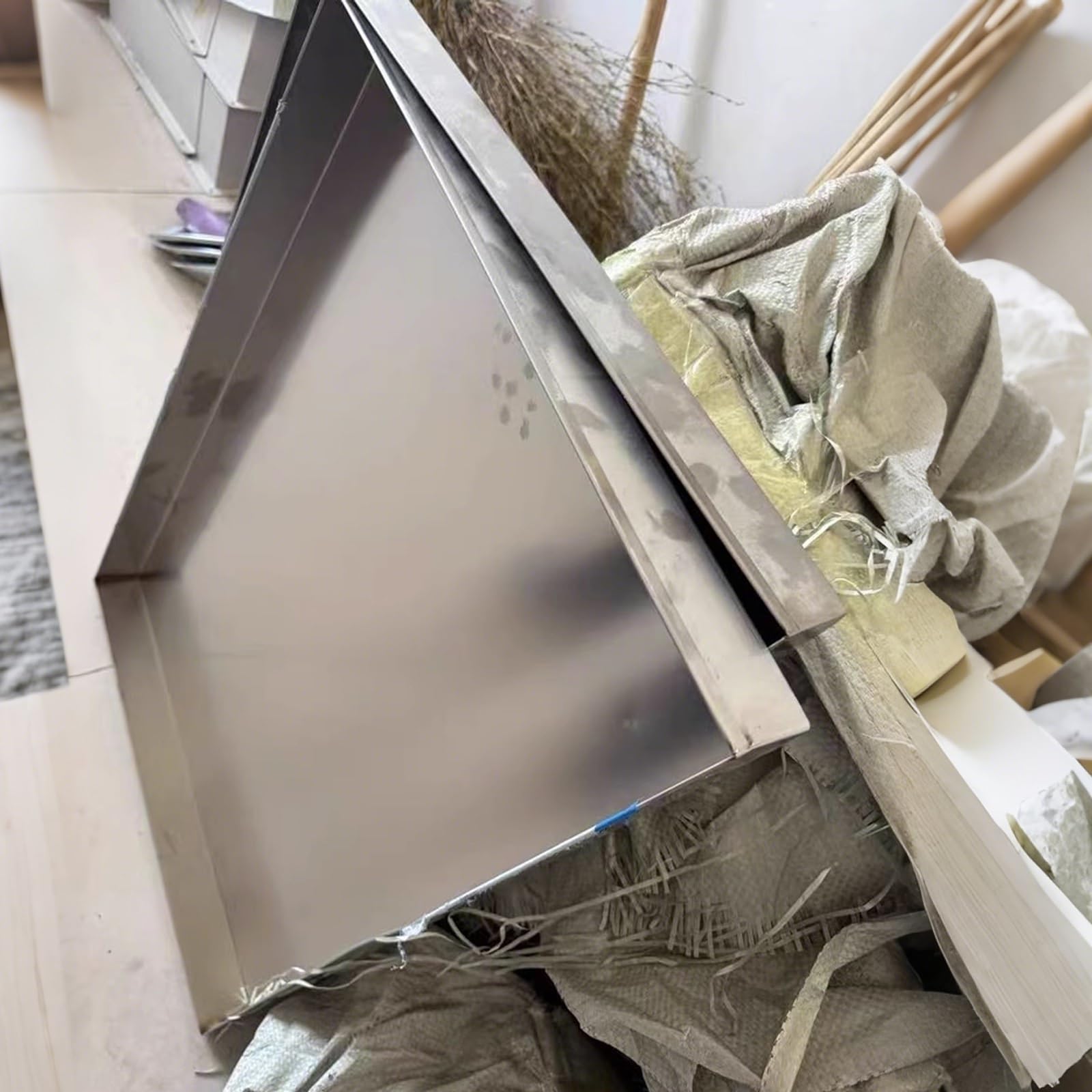 Ablaufwanne mit Schlauch aus Edelstahl 304 Robuste Automatische Auffangwanne for Klimaanlagen Waschmaschinen und Langanhaltenden Leckschutz(40x110cm(16x43in))