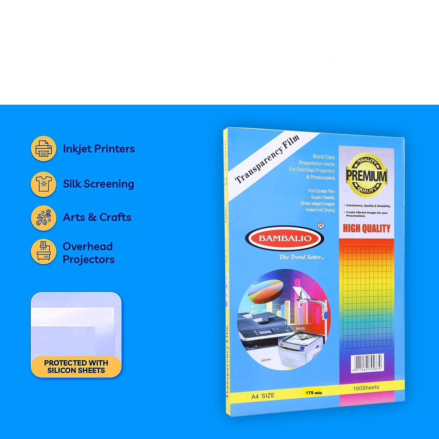 Bambalio OHP-175 Transparency Films A4 Size - 175 Microns -100 Sheets. 2