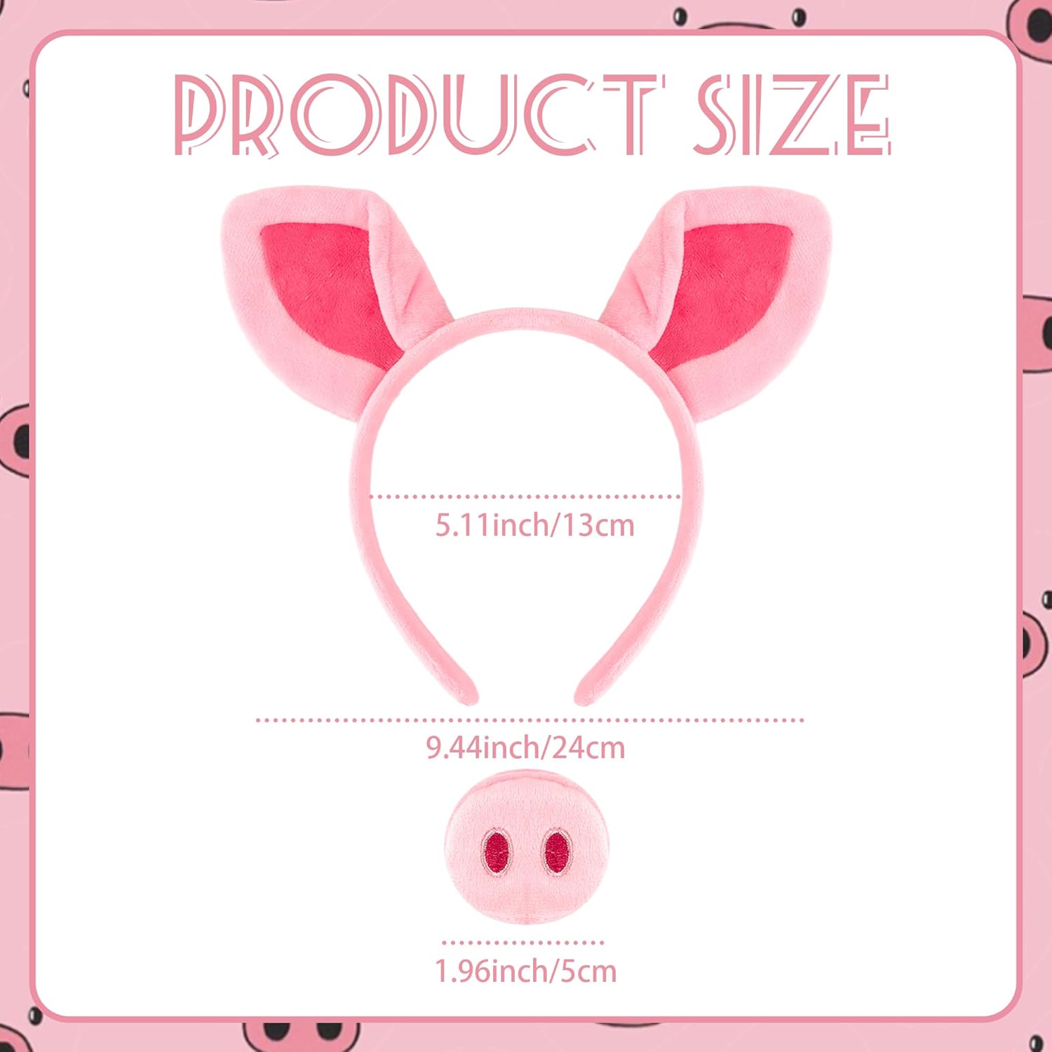 Chanaco Pig Ears Headband and Nose Set Pink Costume Adult Women Halloween Animal Costumes Cosplay Accessories Party Decorations Gifts - Image 5
