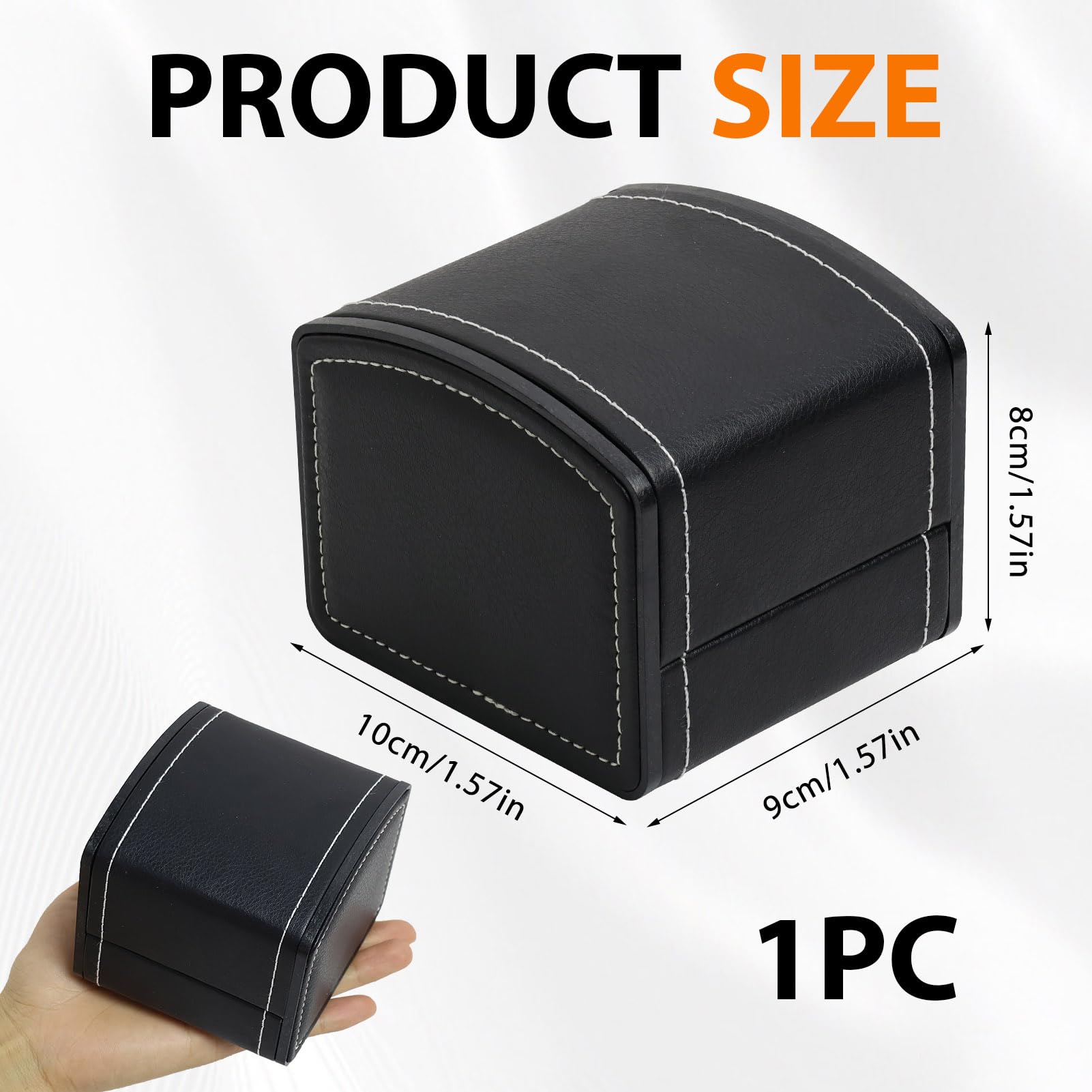 Caja de Relojes, Estuche de Relojes Una Sola Ranura con Almohadillas Extraíbles, Organizador Cuadrado para Relojes, Negro
