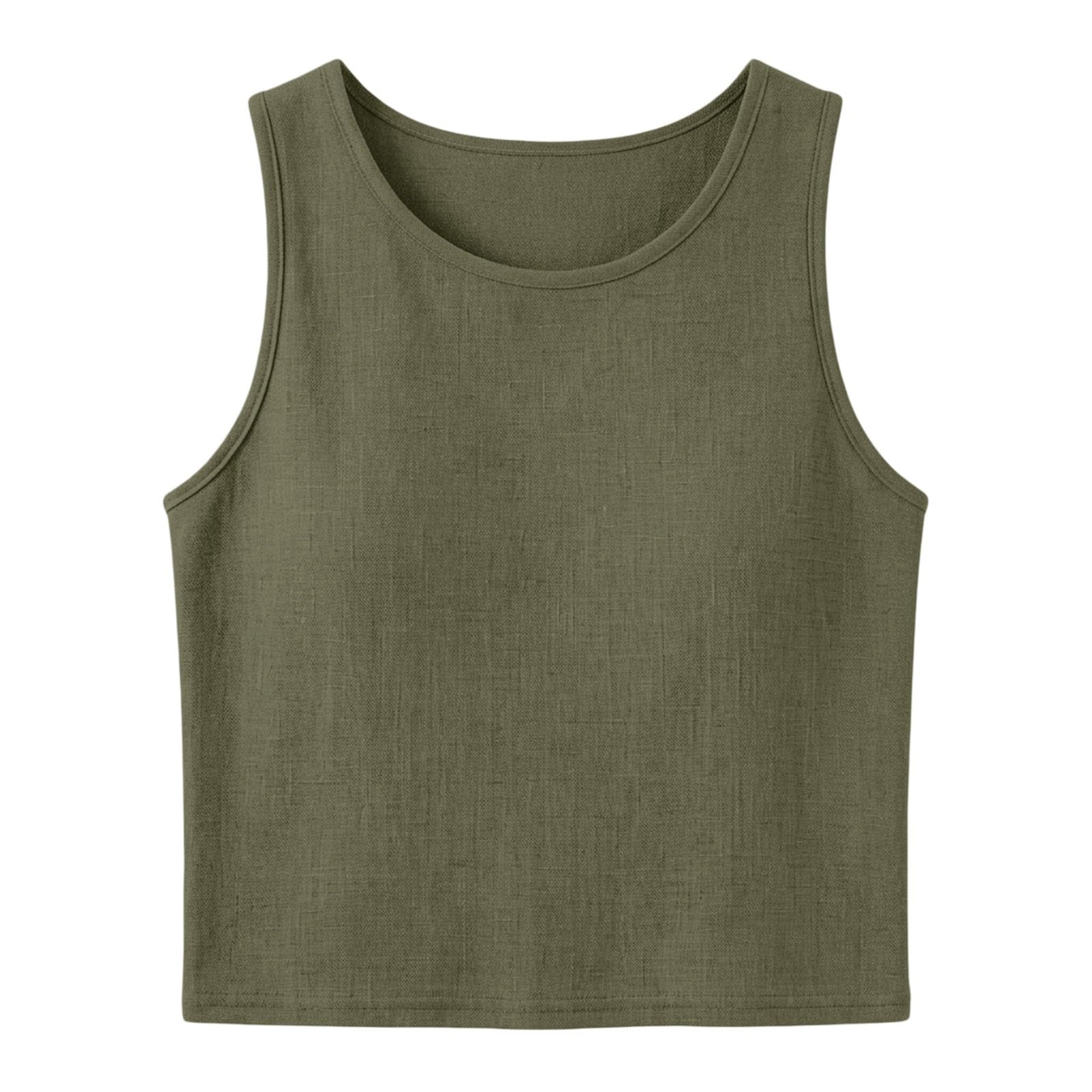 Generico Completo Estivo Donna Lino Tailleur Donna Senza Maniche Girocollo Tuta Completa Lino e Cotone Completi Curvy Set Casual Relax Corte Top e Pantaloni Estivi da Casa Ideale Per le Vacanza