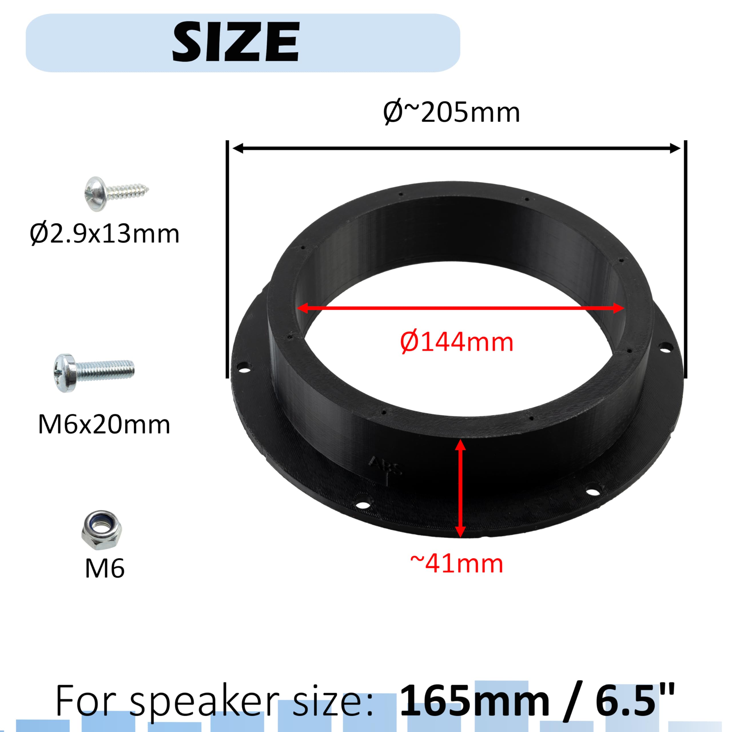 Aerzetix - Kit di 2 adattatori per altoparlanti Ø165 mm | compatibile con Skoda Octavia Mk1, Vw Golf V VI Passat B5 B8 Polo Mk V Caddy Touran (1T) Transporter T5 (anteriore) e Tiguan (5N) posteriore