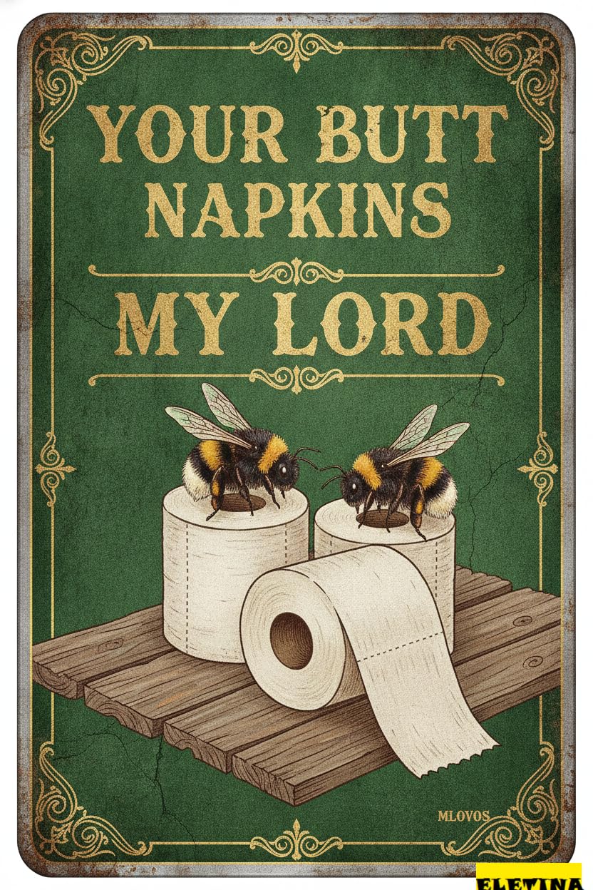 Your Butt Napkins My Lord Tin Sign, 8x12 Inch Bathroom