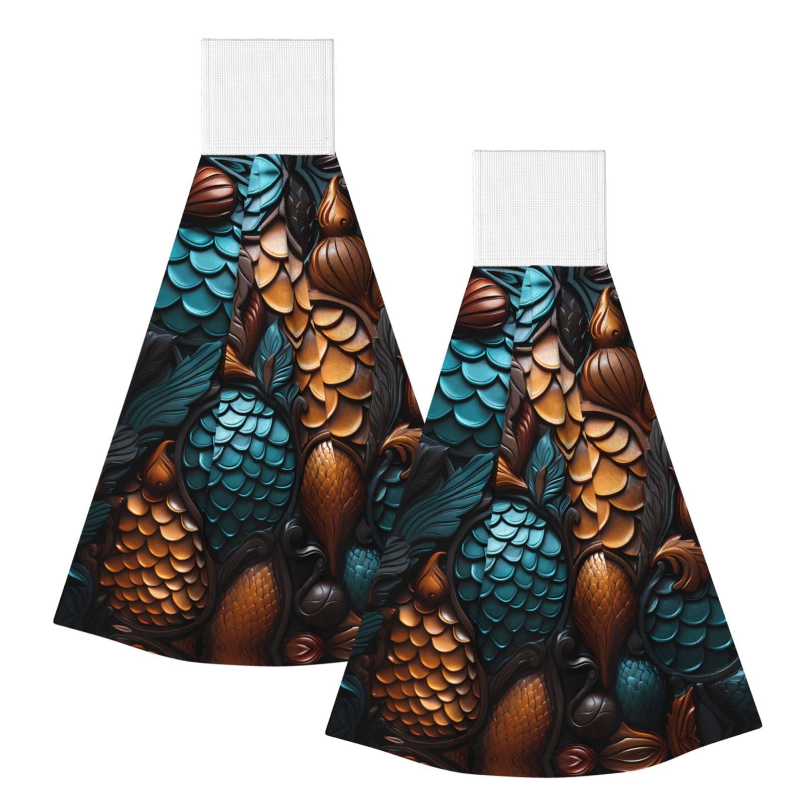 fishscale pattern Highly Absorbent Dish Towels Soft Coral Fleece Wipe