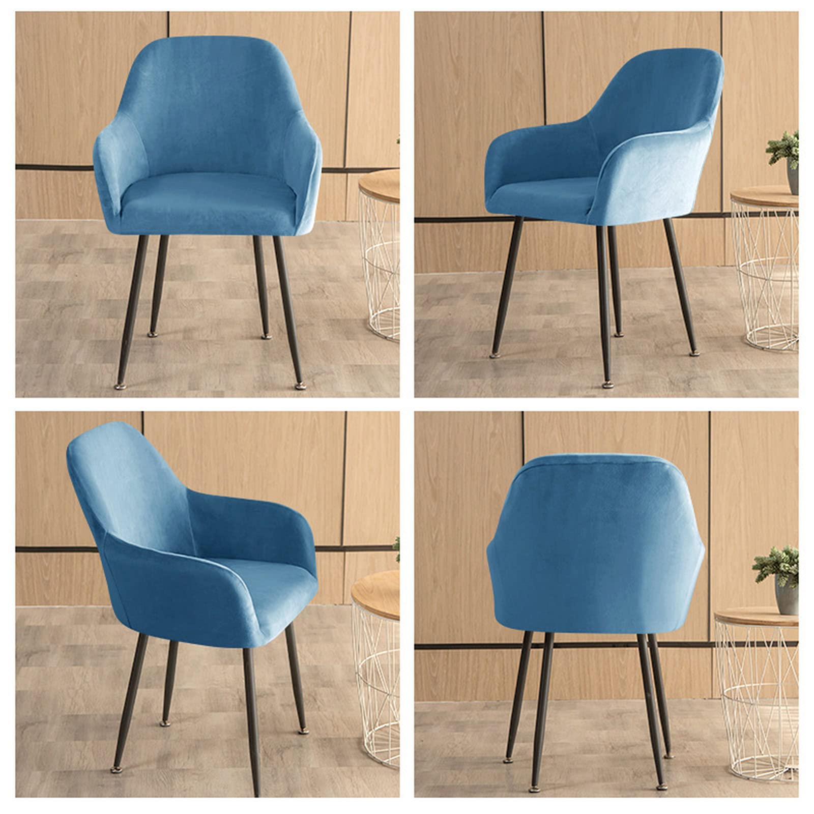 Luxuriöse Schonbezüge Aus Samt for Stühle Mit Gebogener Rückenlehne Und Armlehnen – Schutz for Drehstühle Und Theken-/Barhocker | rutschfeste, Weiche Bezüge(P,2PCS)