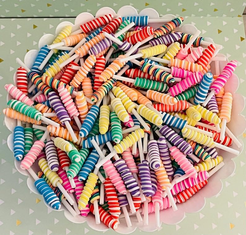 Rudra Home Decor Assorted Fake Mini Spiral Lollipop Decorative Craft Accessories for DIY Craft Embellishments & Decorative Displays 10pcs 1
