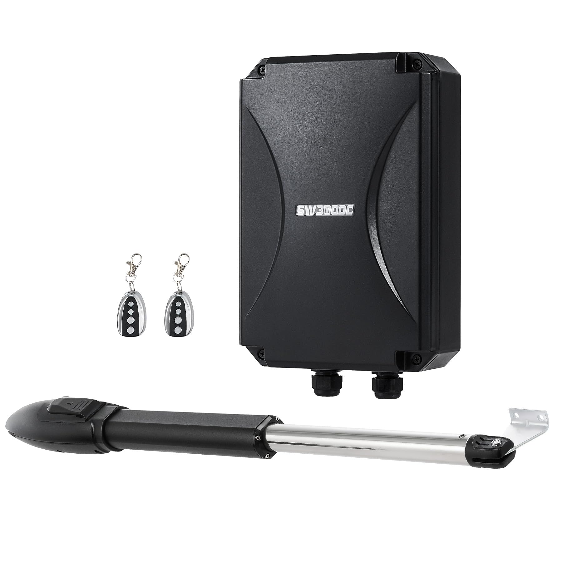CO-Z Motorisation Portail Battant 220V/24V Unique Bras pour 1 Vantail Jusqu'à 300KG 5,5M avec 2 Télécommandes Moteur DC Automatisme à Vérins Télescopique Alimentation Solaire ou Batteries