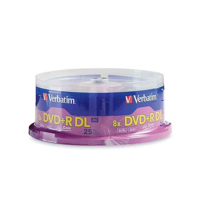 Verbatim DVD R DL Double Layer 8 5GB 8X LifeSeries - 25 Pack Spindle
