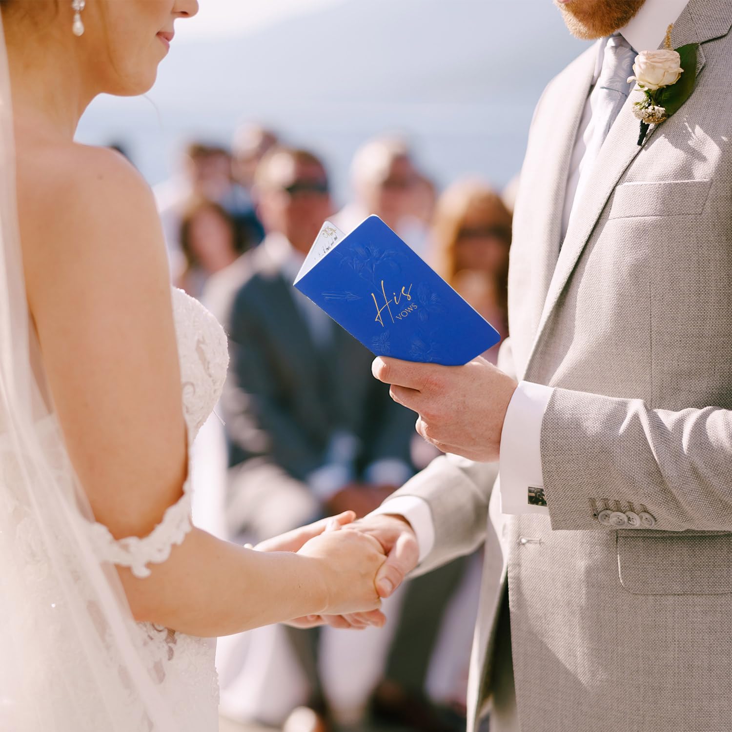 molekaus Gelübdebücher für Hochzeit, Hochzeitsgeschenk für Braut und Bräutigam, Gelübde, Buch für Sie und Ihn mit 28 Seiten, 14 x 8,9 cm, Hochzeits-Notizbuch mit vergoldeter Schrift, 2 Stück, Weiß /