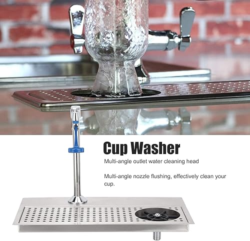 Miniatura 2 de Enjuagadora de jarra, lavadora comercial de acero inoxidable G1/2, barra de boquilla multiángulo, enjuague de limpieza de vidrio con grifo de