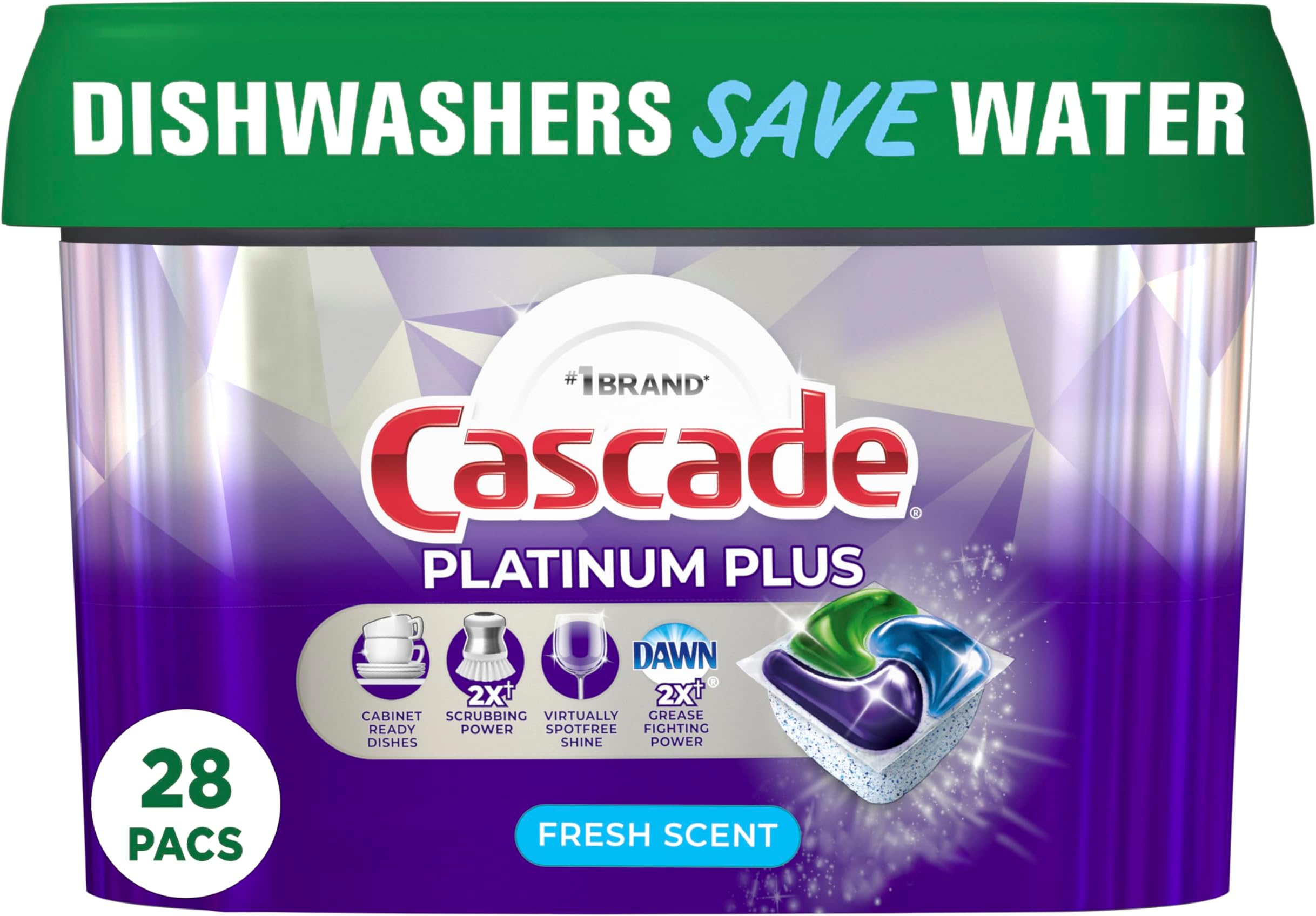 Cascade Platinum Dishwasher Detergent Actionpacs, Fresh, 15