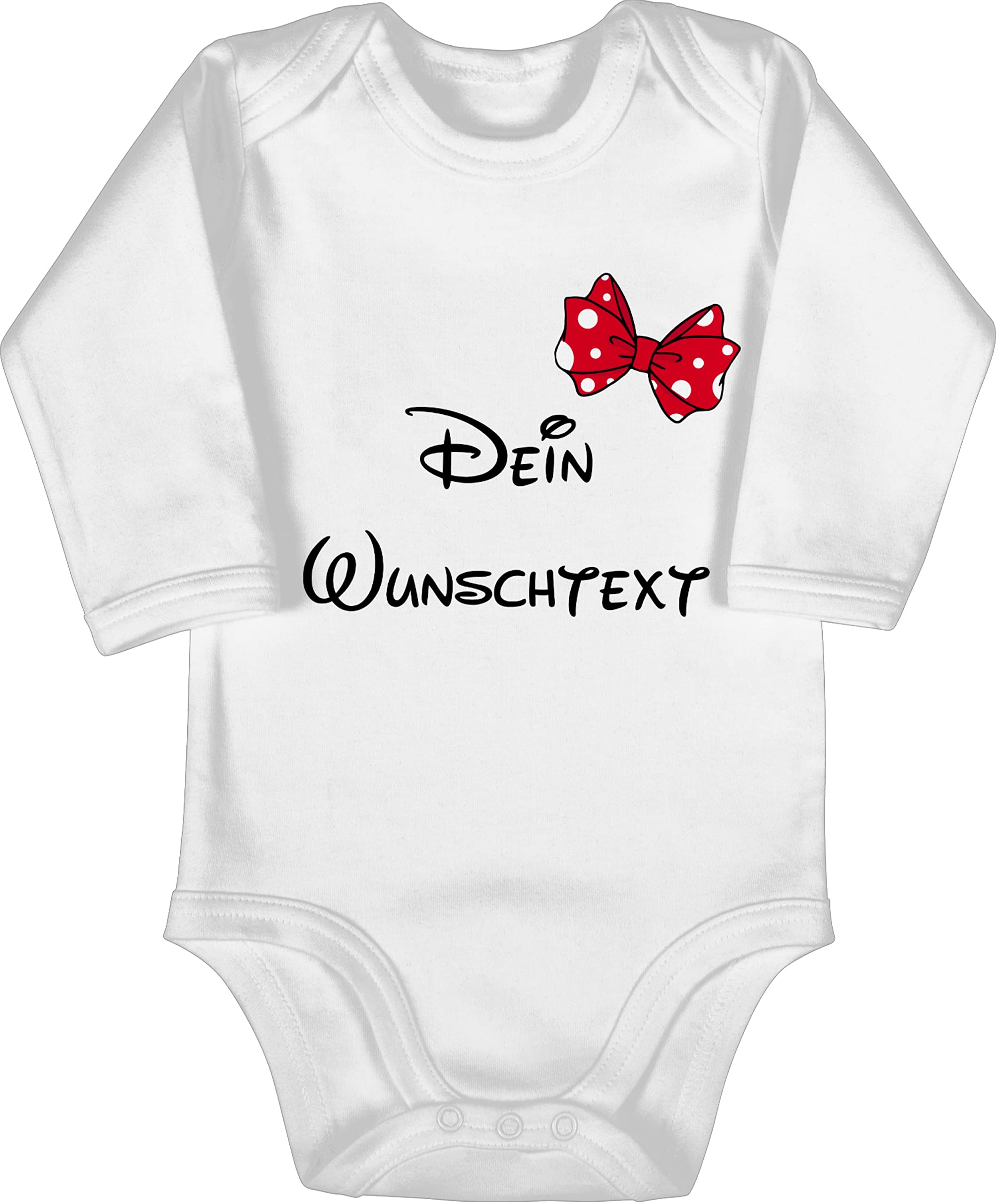Geschenk mit Namen personalisiert by Shirtracer - Baby Body langarm Mädchen Junge - Aufdruck selbst gestalten - Wunschtext mit Schleife I