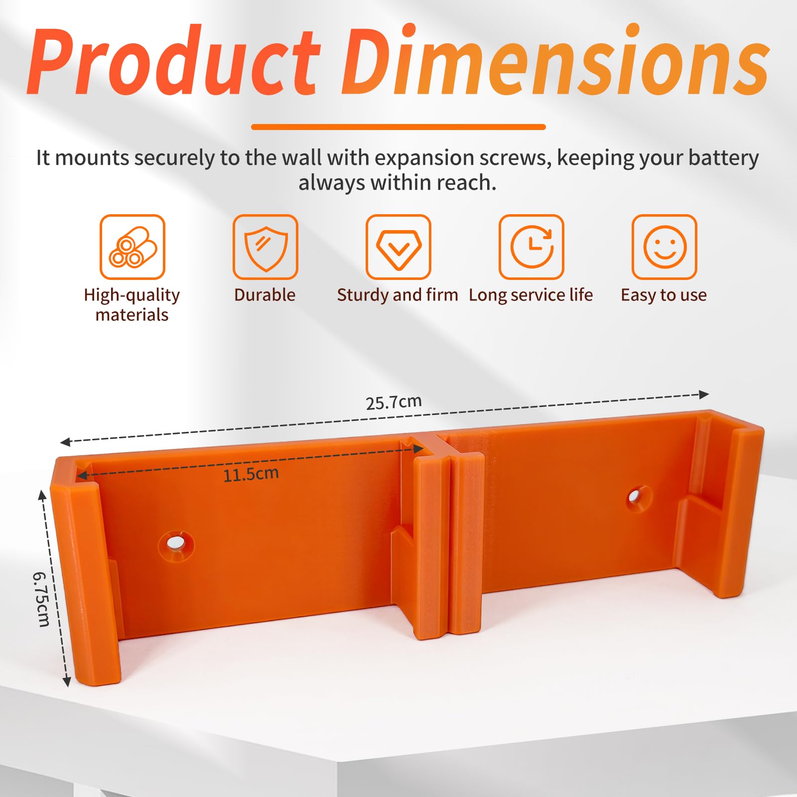 Support mural pour batterie STIHL AK10 AK20 AK30 - Accessoires pour tronçonneuse - Support mural pour 2 batteries - Rangement parallèle - Avec 2 chevilles - Orange
