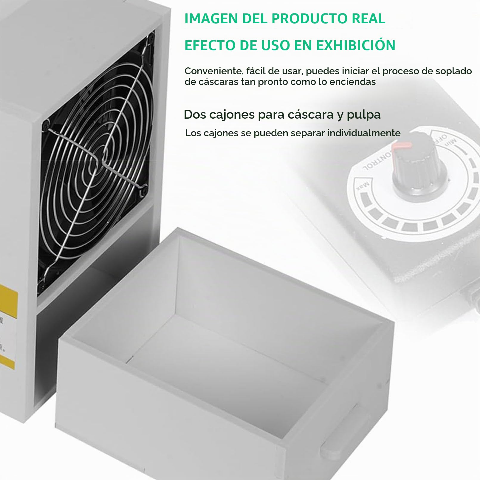 Máquina de Limpieza de Semillas para Pájaros con 2 Cajones, Divisor de Cáscara Soplada de Grano para Alimentación de Pájaros con Ventilador de Velocidad Ajustable, Separador de Granos de Acero