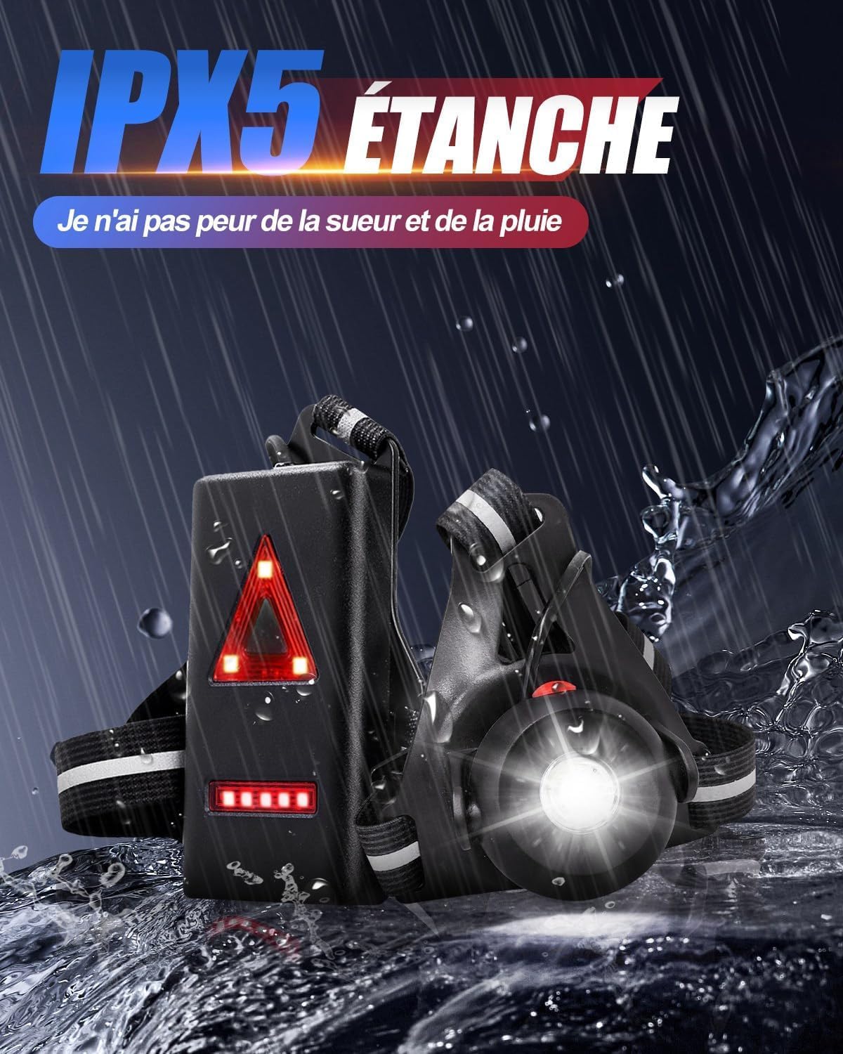 Lot de 2 lampes à clip LED , 4 modes d'éclairage,Lumière clignotante USB rechargeable,Lampe