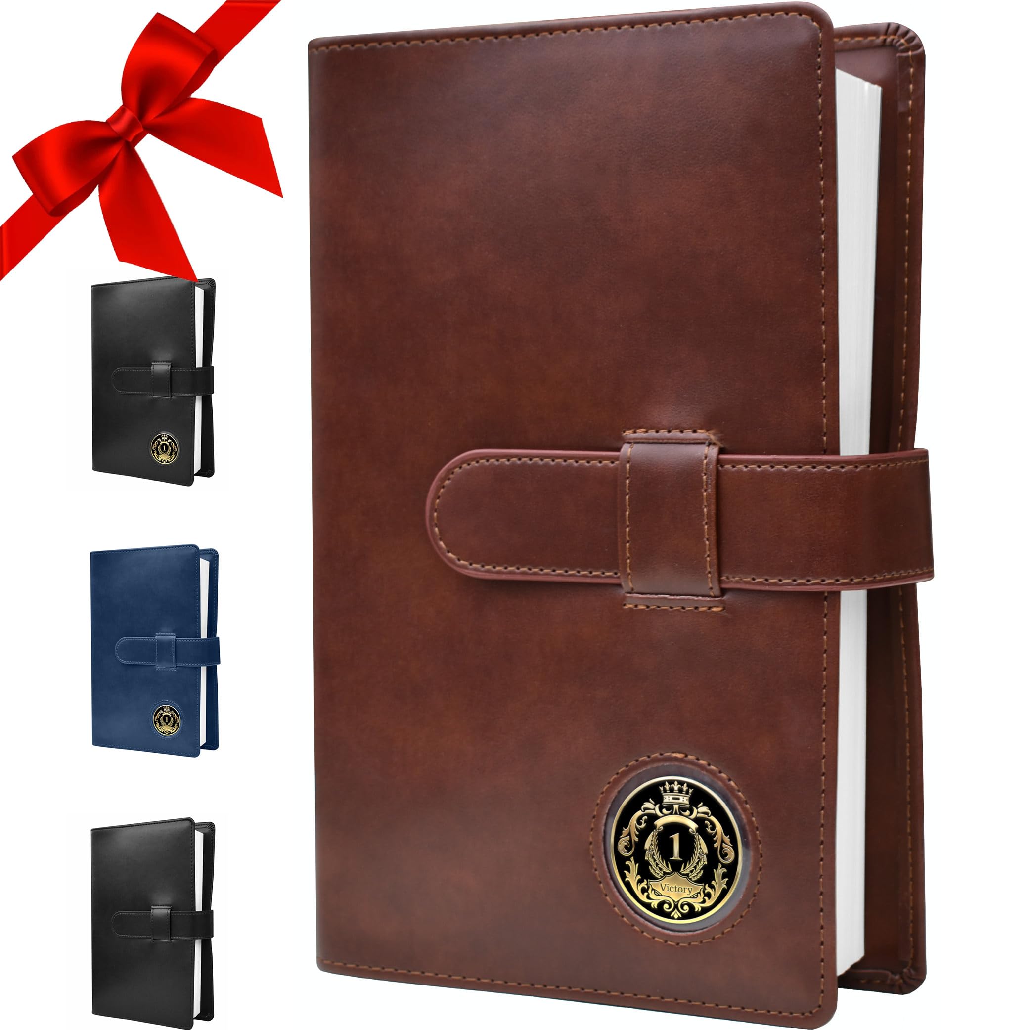 Galileo AA Big Book Cover | Medallion Holder | Brown PU Leather | Tuck In Strap