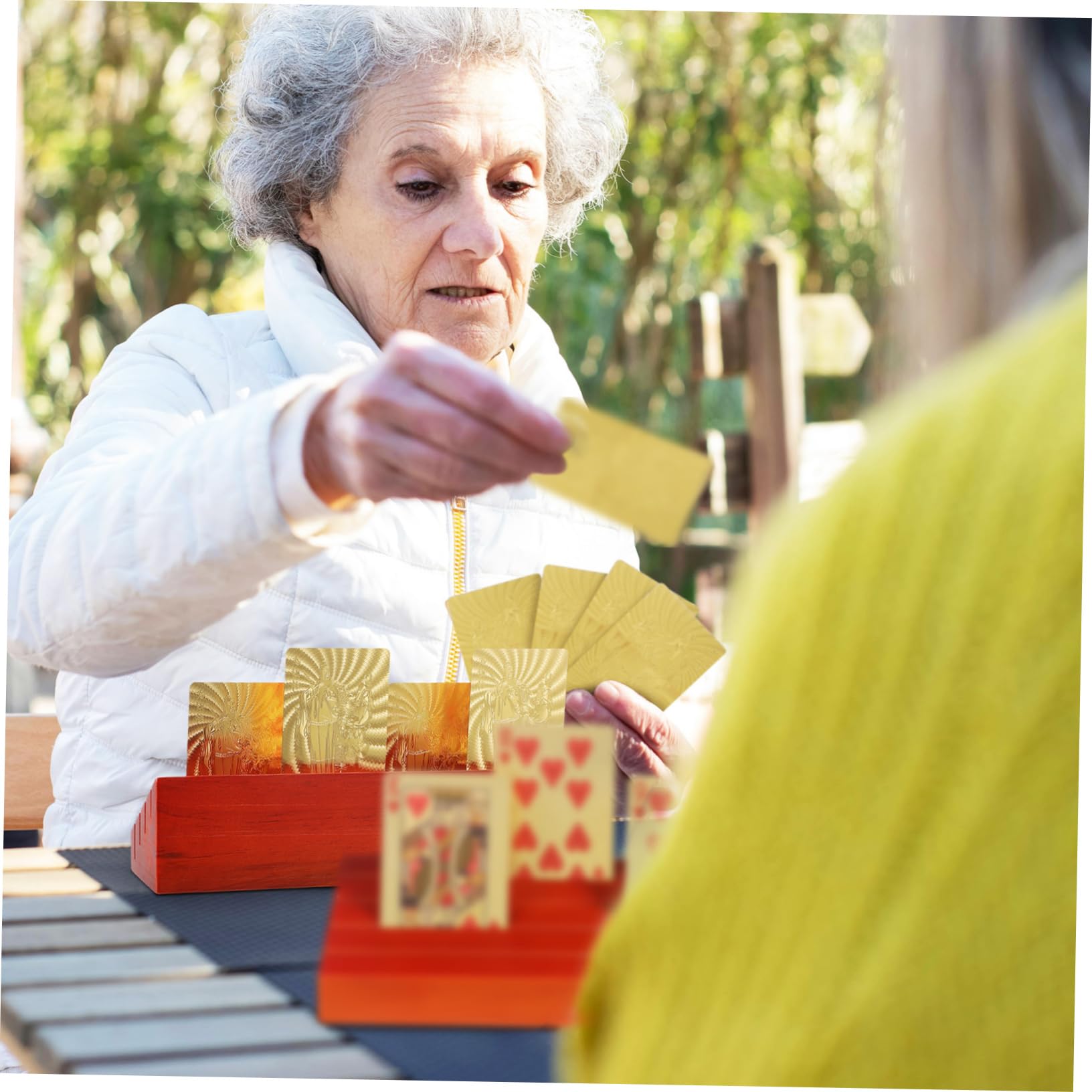4piezas Soporte De Cartas De Madera para Mesa De Soportes De Cartas para Bridge Fiestas y Eventos