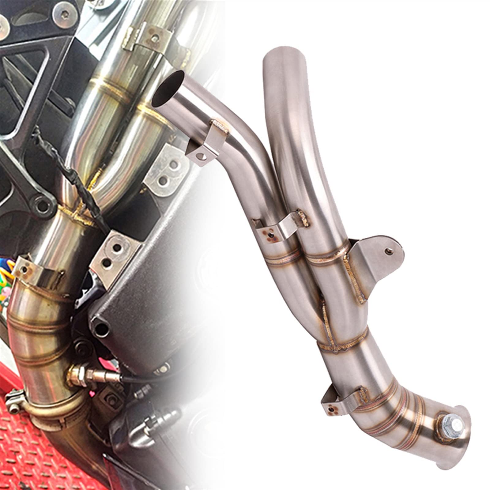 Silenziatore di Scarico Moto Modificato in Acciaio Inossidabile 51MM per Y&amaha R1 Decat Pipe 2009 2010 2011 2012 2013 2014 Middle Link Pipe Slip On Escape Moto
