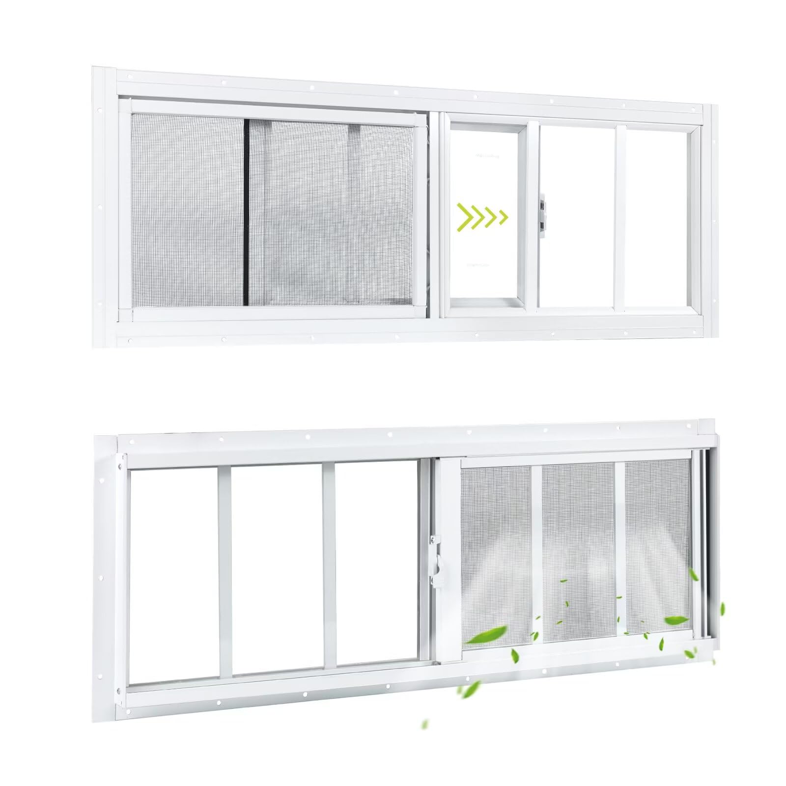 10x29 2 Pack Shed Sliding Windows White